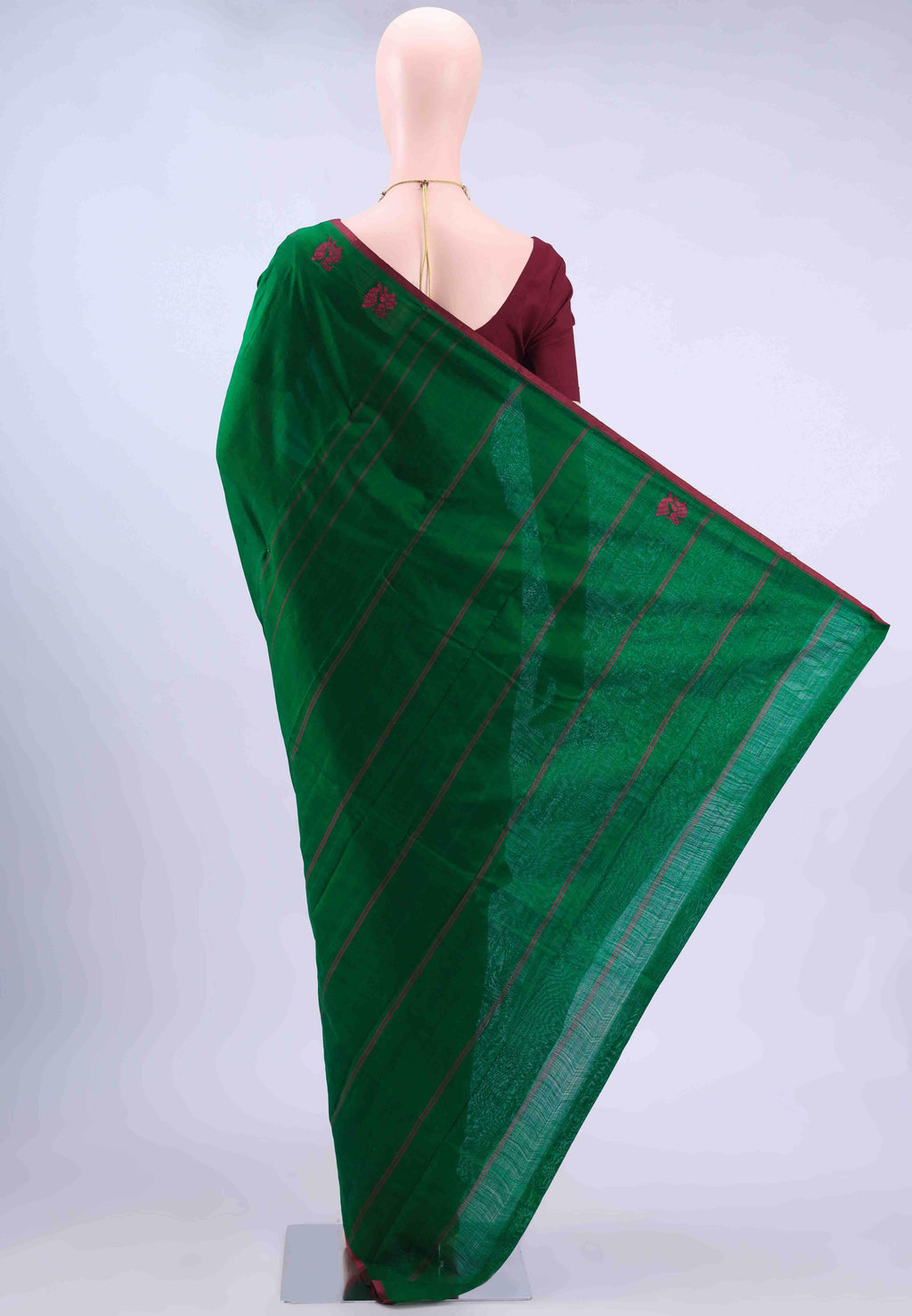 Bottle Green Kanchipuram Silk Saree