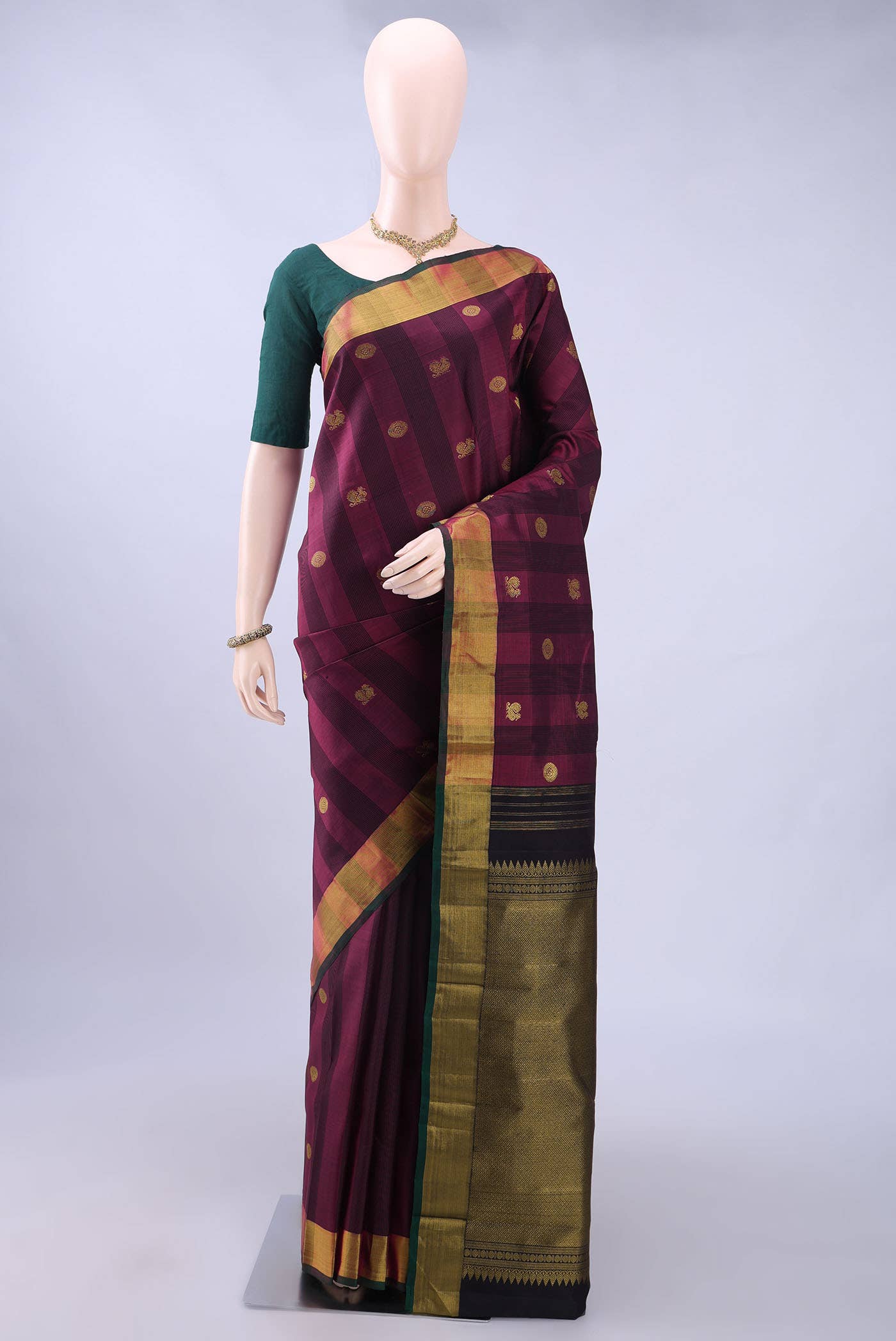 Pure Silk Pure Zari Maroon Kanchipuram Saree