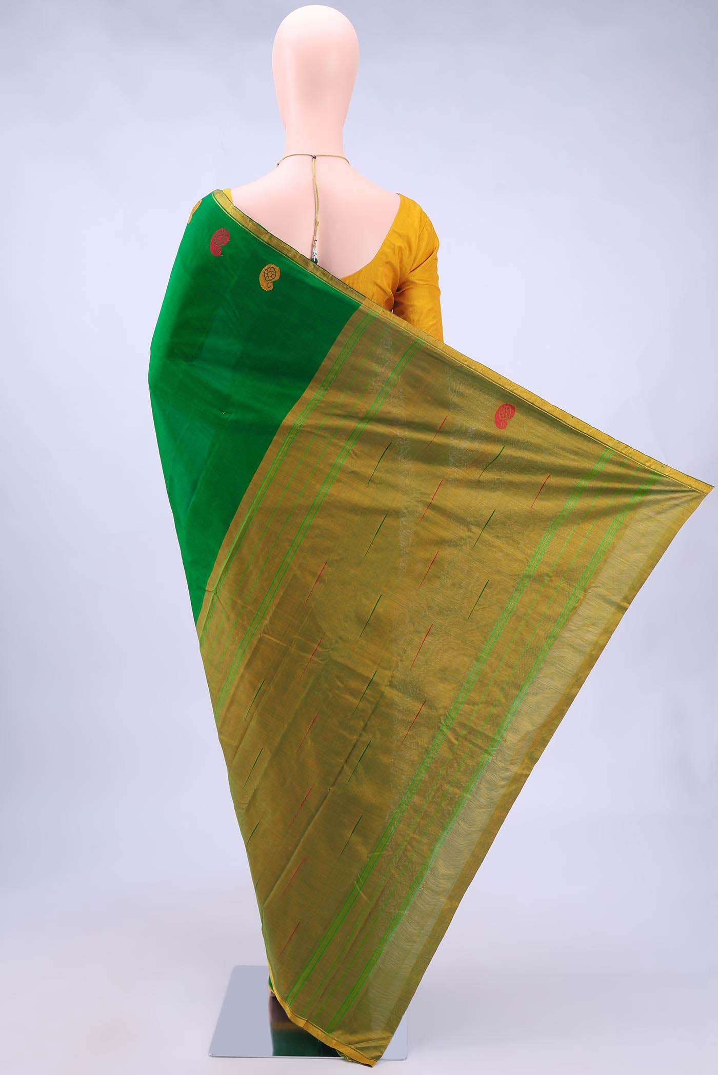 Pure Silk Pure Zari Green Kanchipuram Saree
