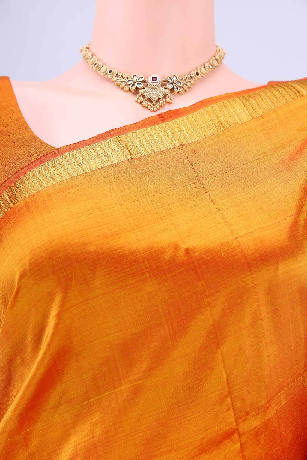 Orange Kanchipuram Silk Saree