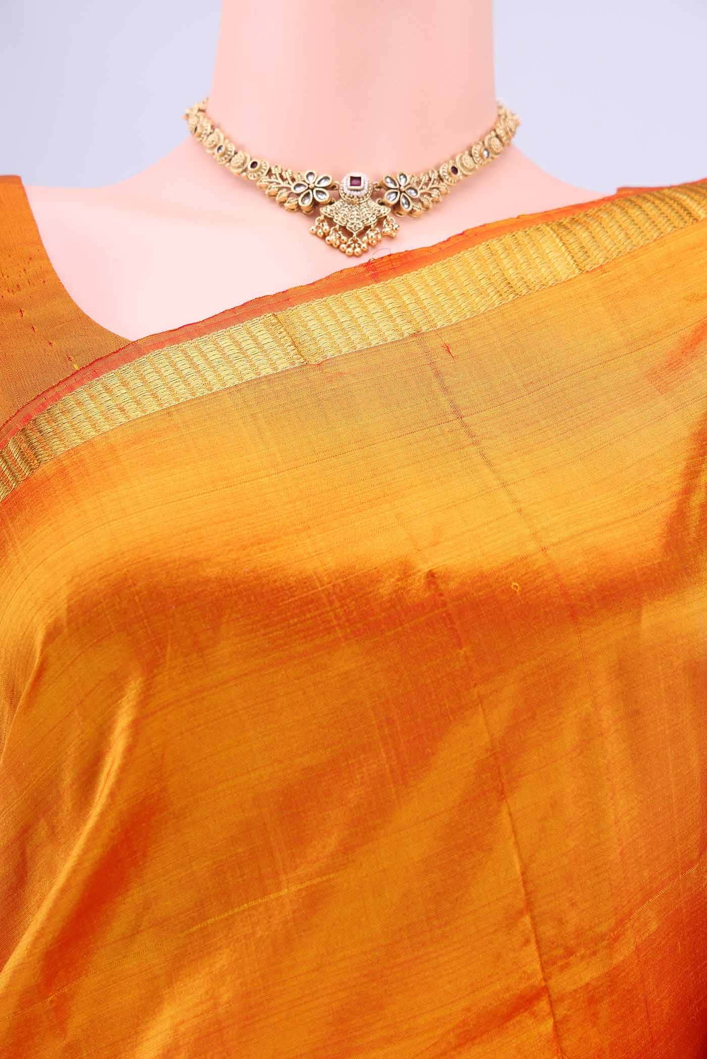 Orange Kanchipuram Silk Saree