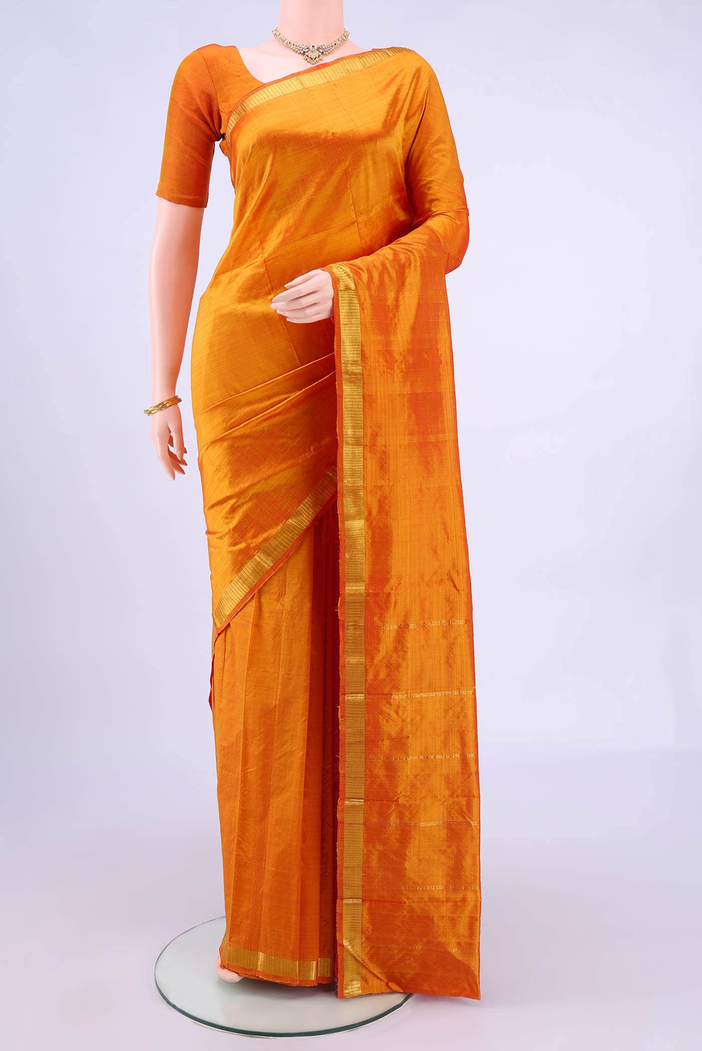 Orange Kanchipuram Silk Saree