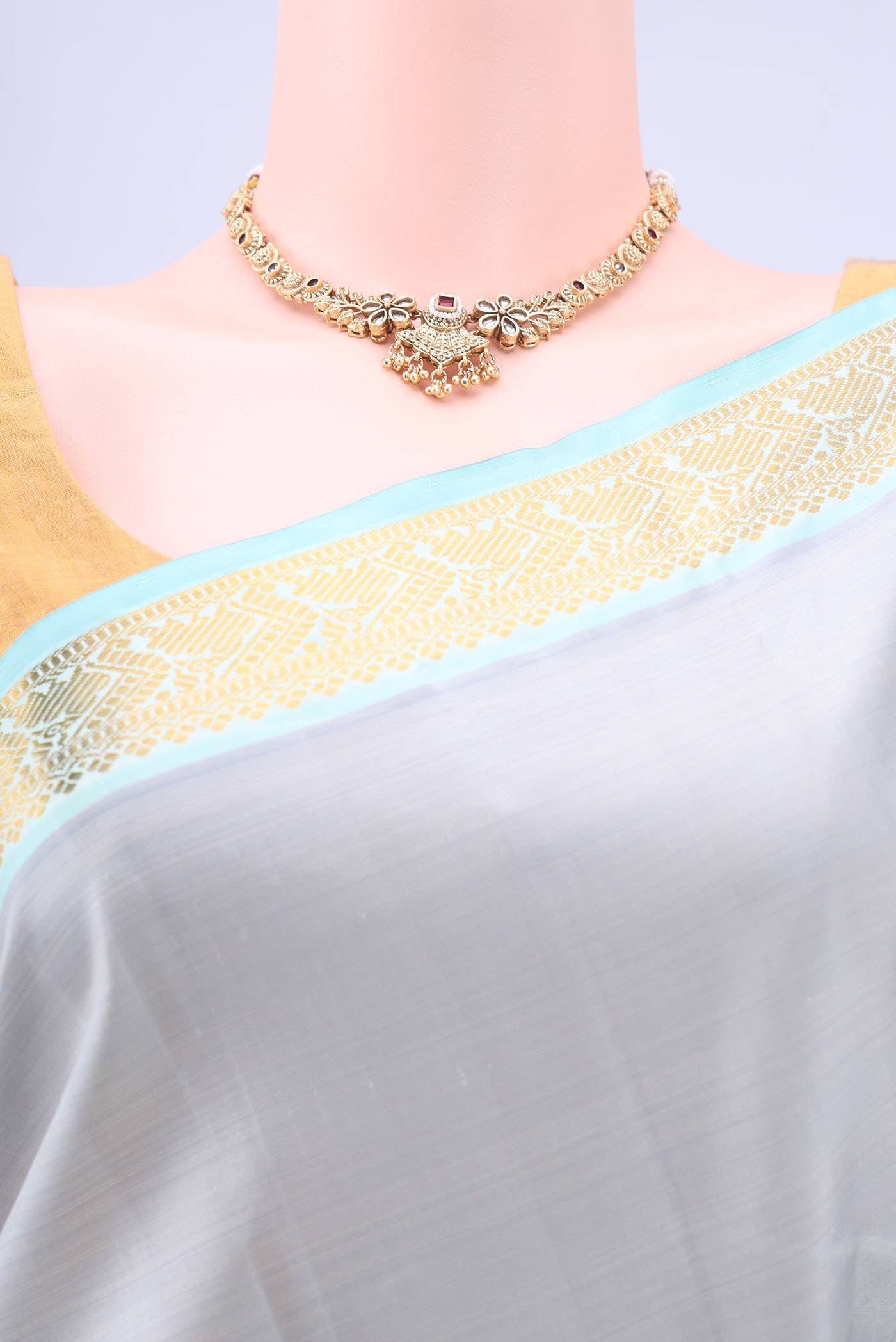 Grey Kanchipuram Silk Saree