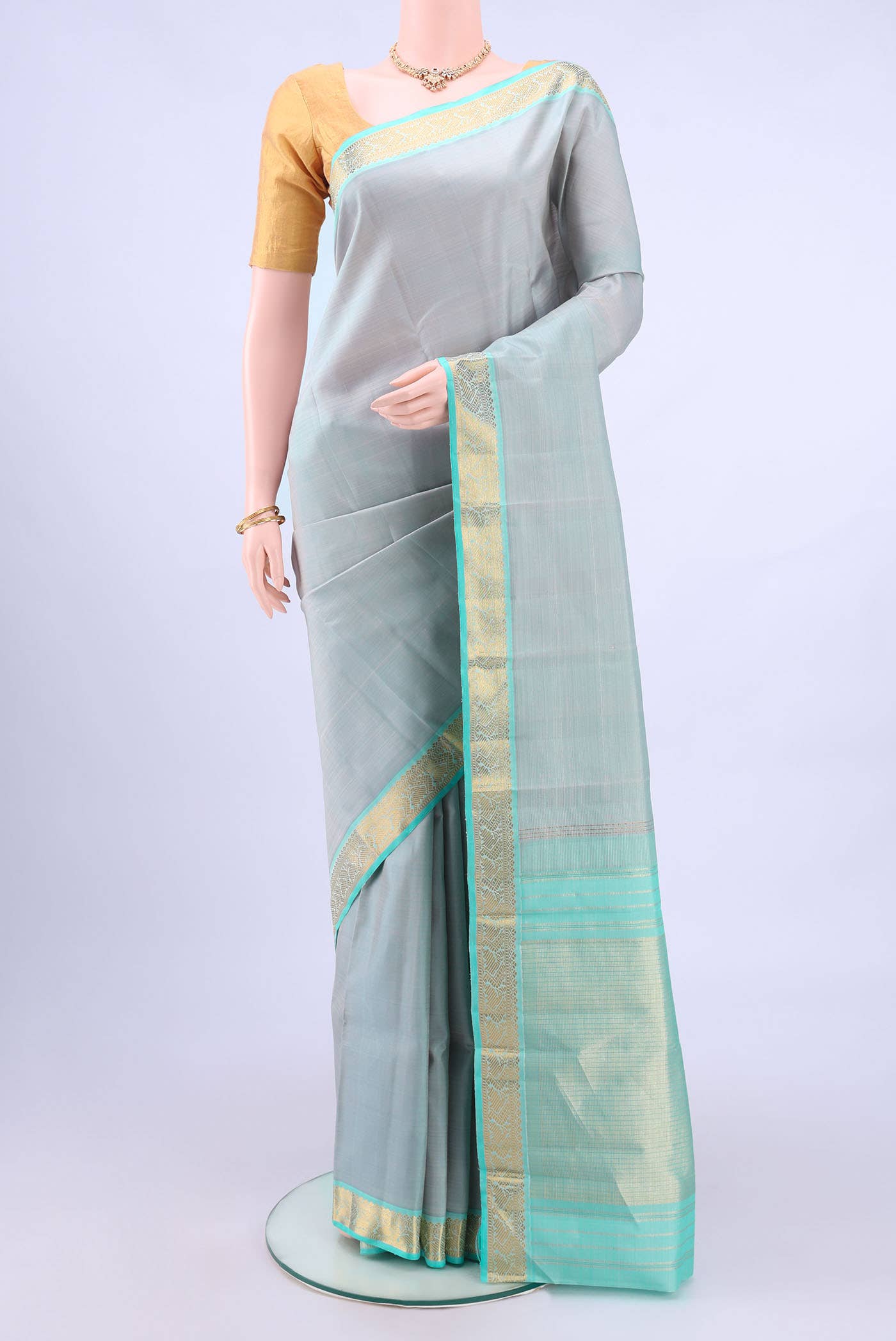 Grey Kanchipuram Silk Saree