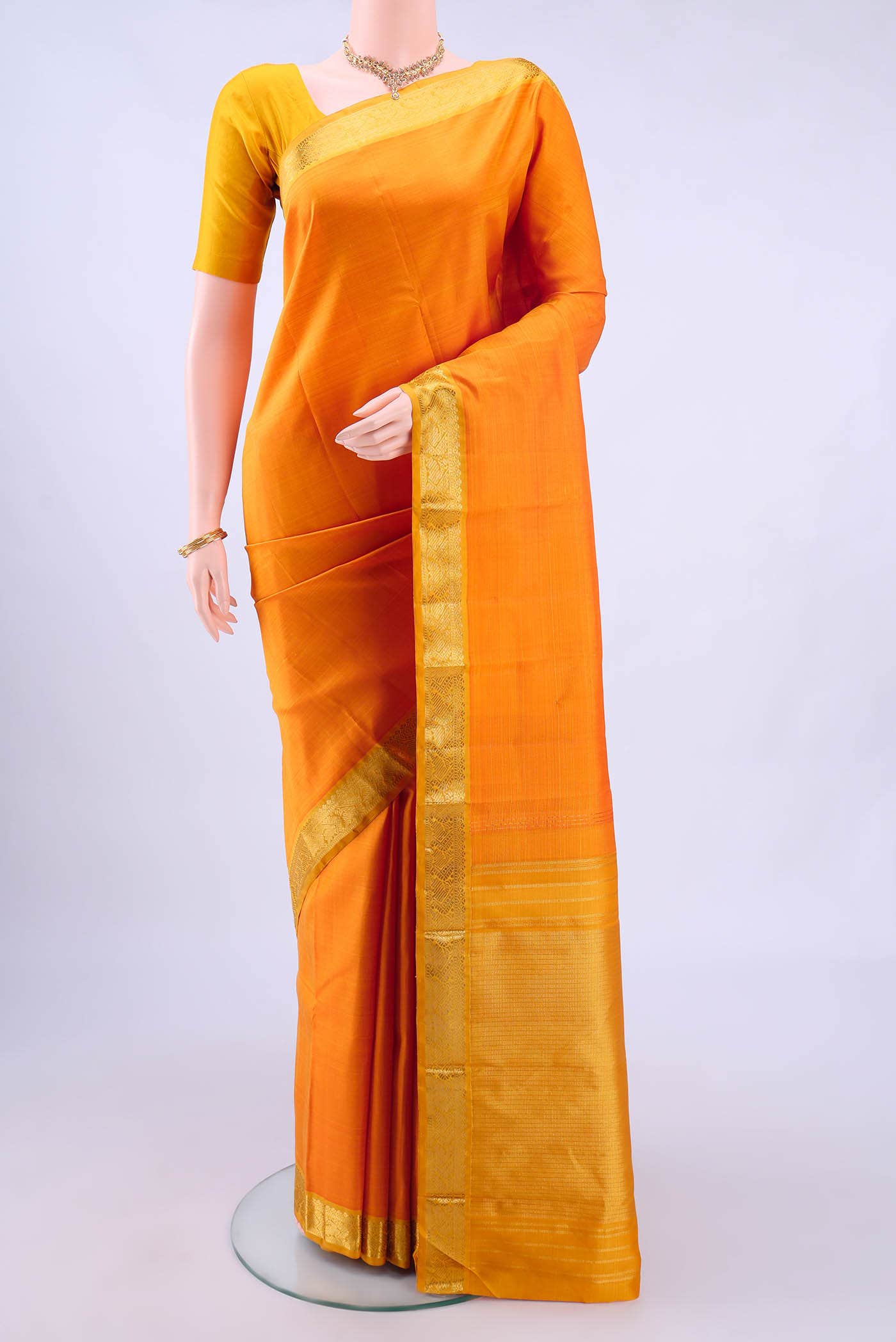 Yellow Dual Tone Kanchipuram Silk Saree