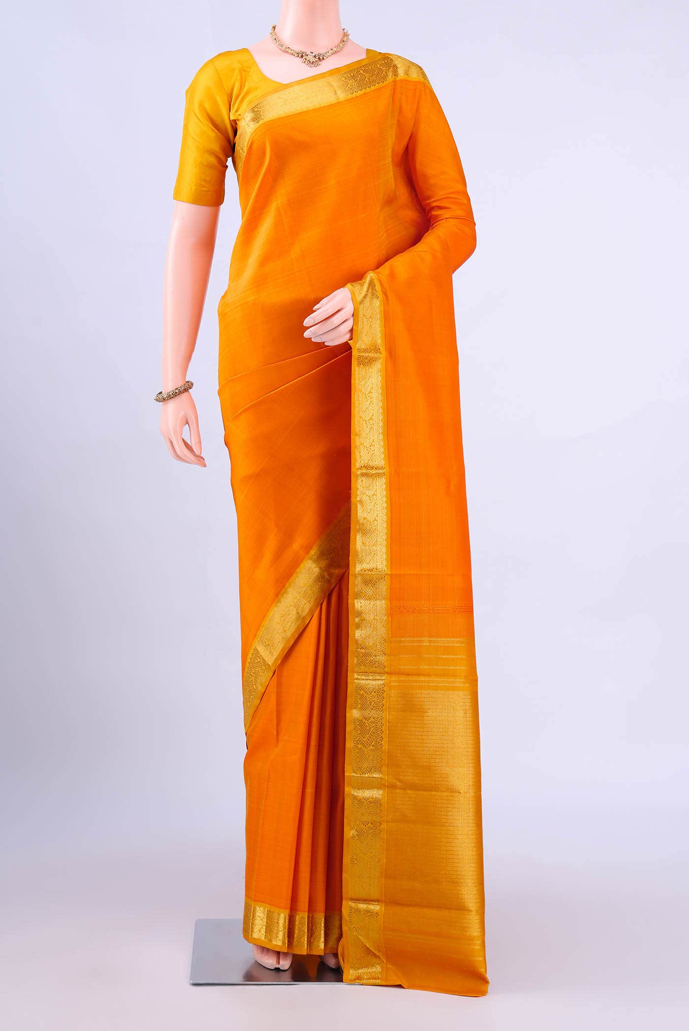 Orange Kanchipuram Silk Saree