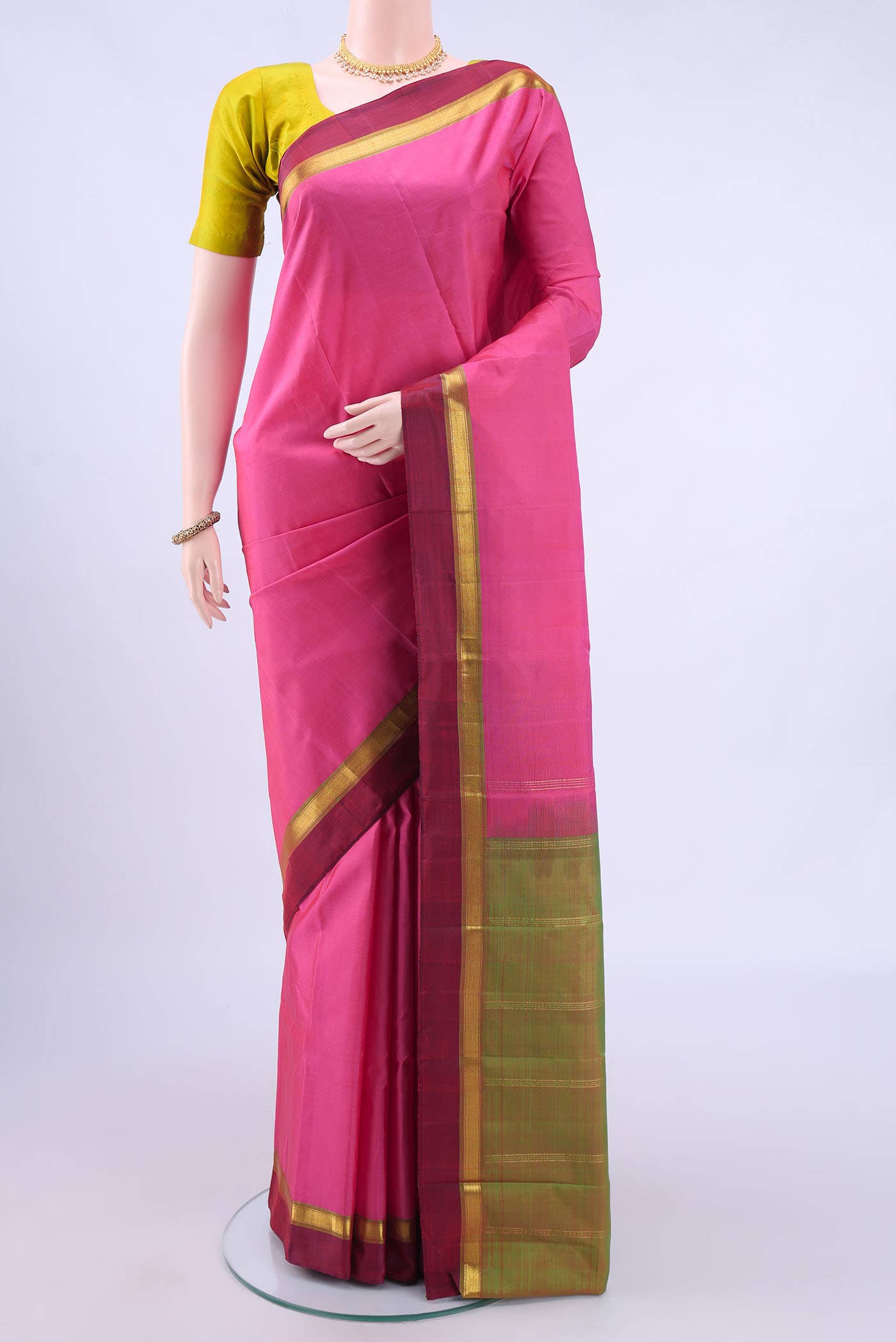 Rani Pink Dual Tone Kanchipuram Silk Saree