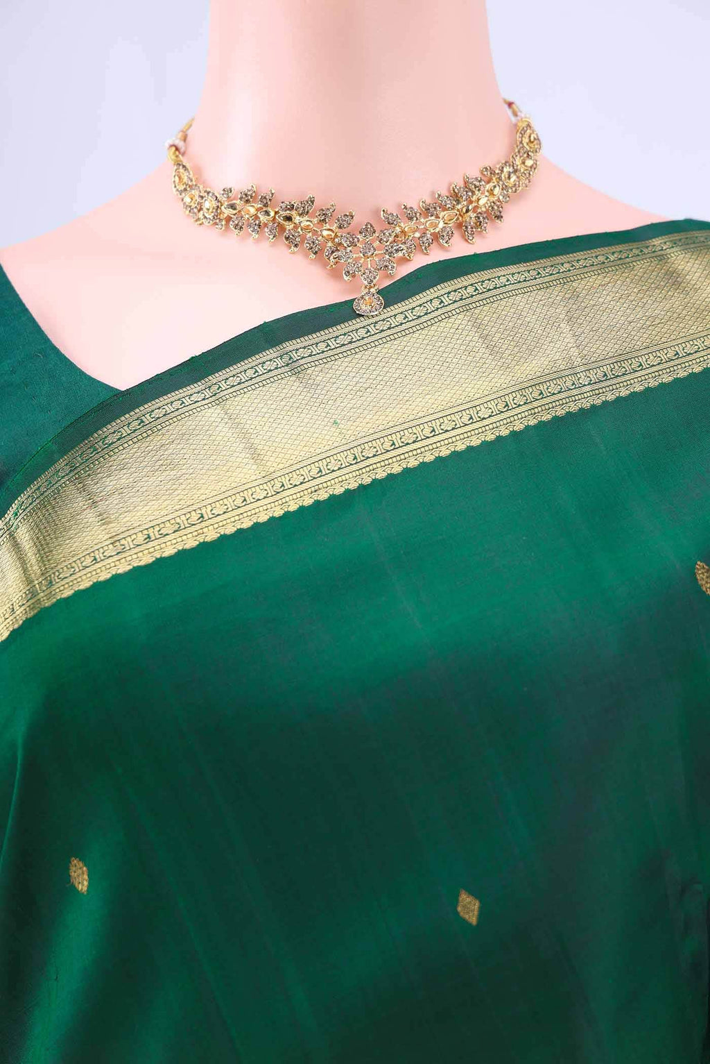 Bottle Green Kanchipuram Silk Saree