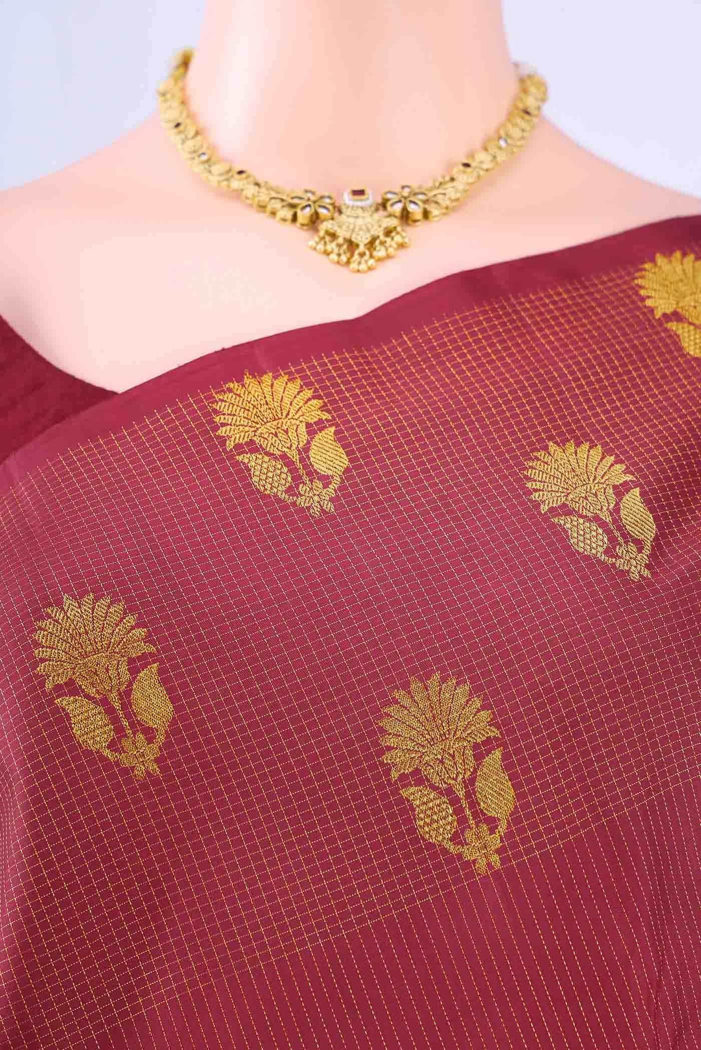 Maroon Kanchipuram Silk Saree