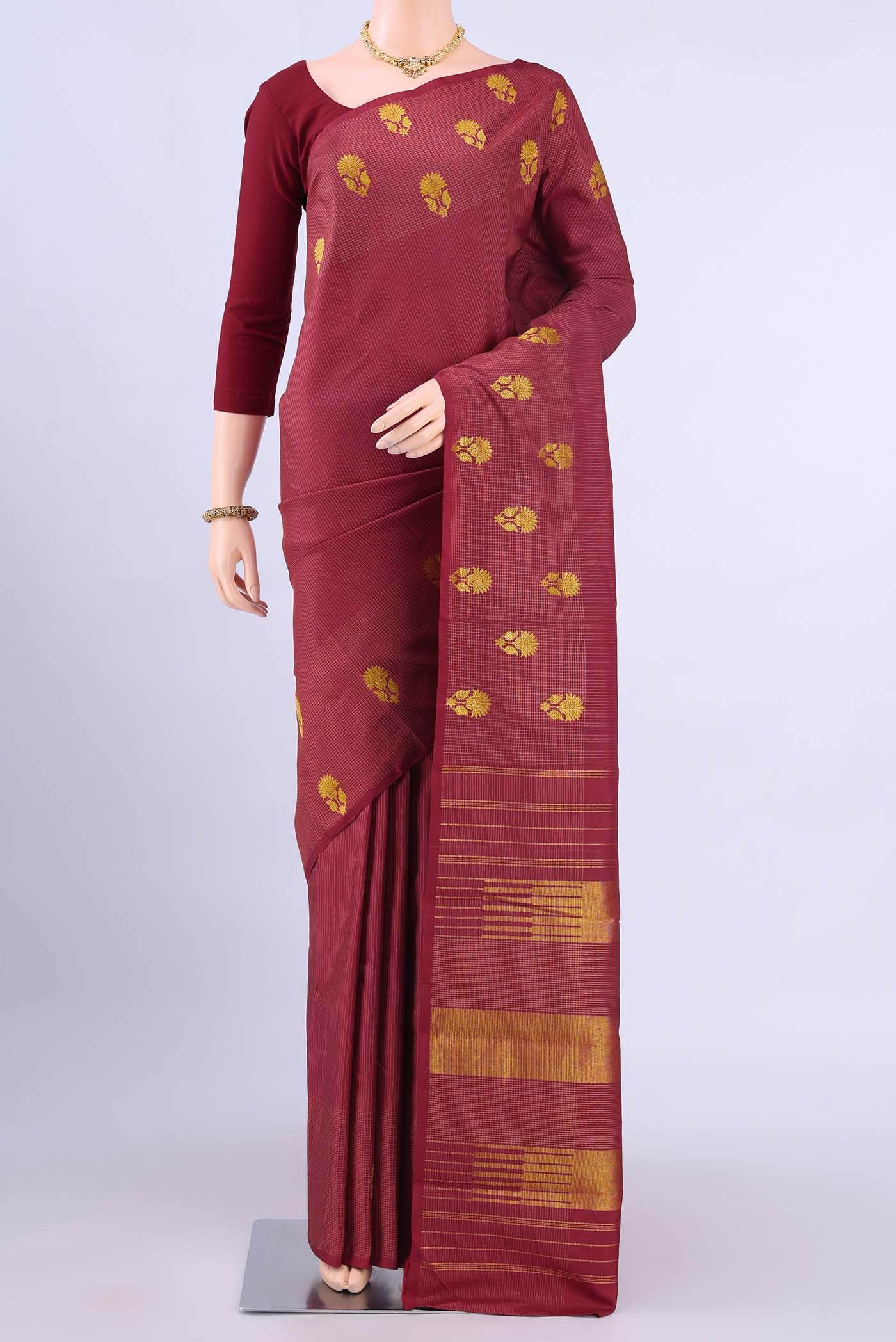 Maroon Kanchipuram Silk Saree