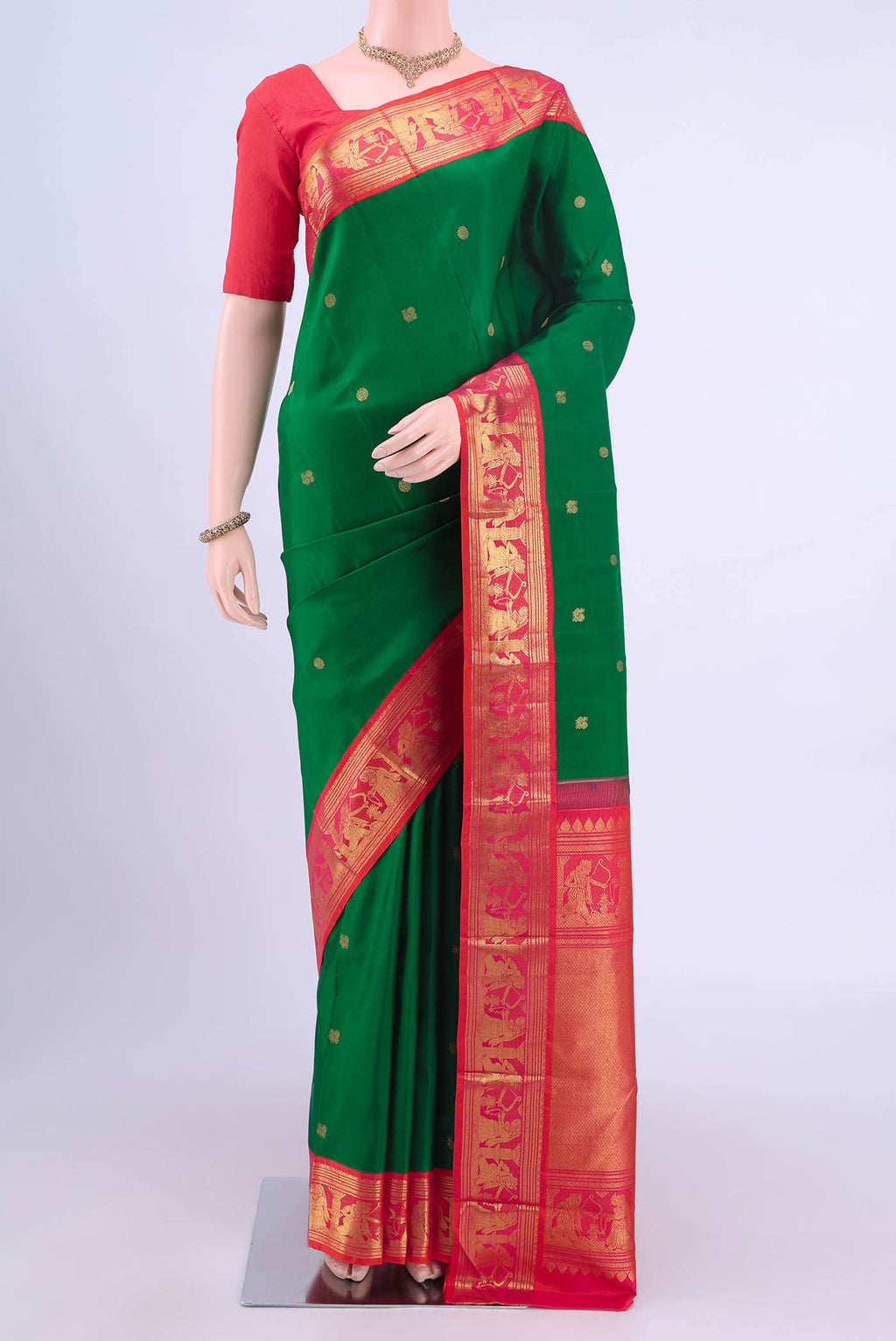 Green Dual Tone Kanchipuram Silk Saree