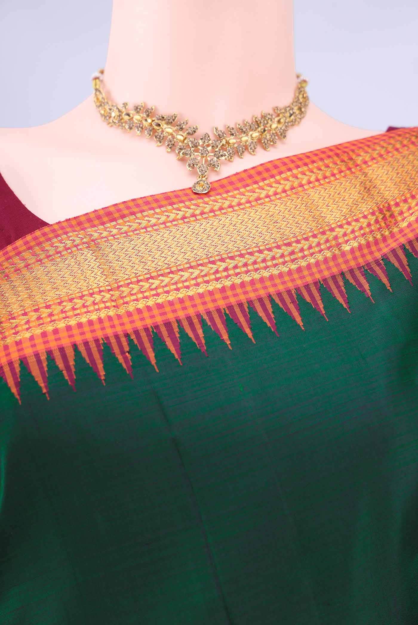 Bottle Green Kanchipuram Silk Saree