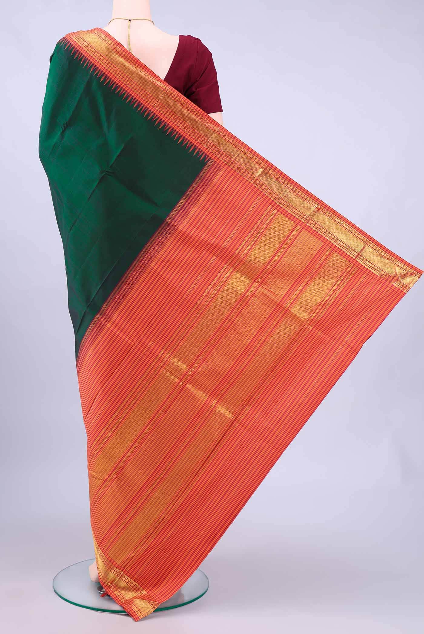 Bottle Green Kanchipuram Silk Saree