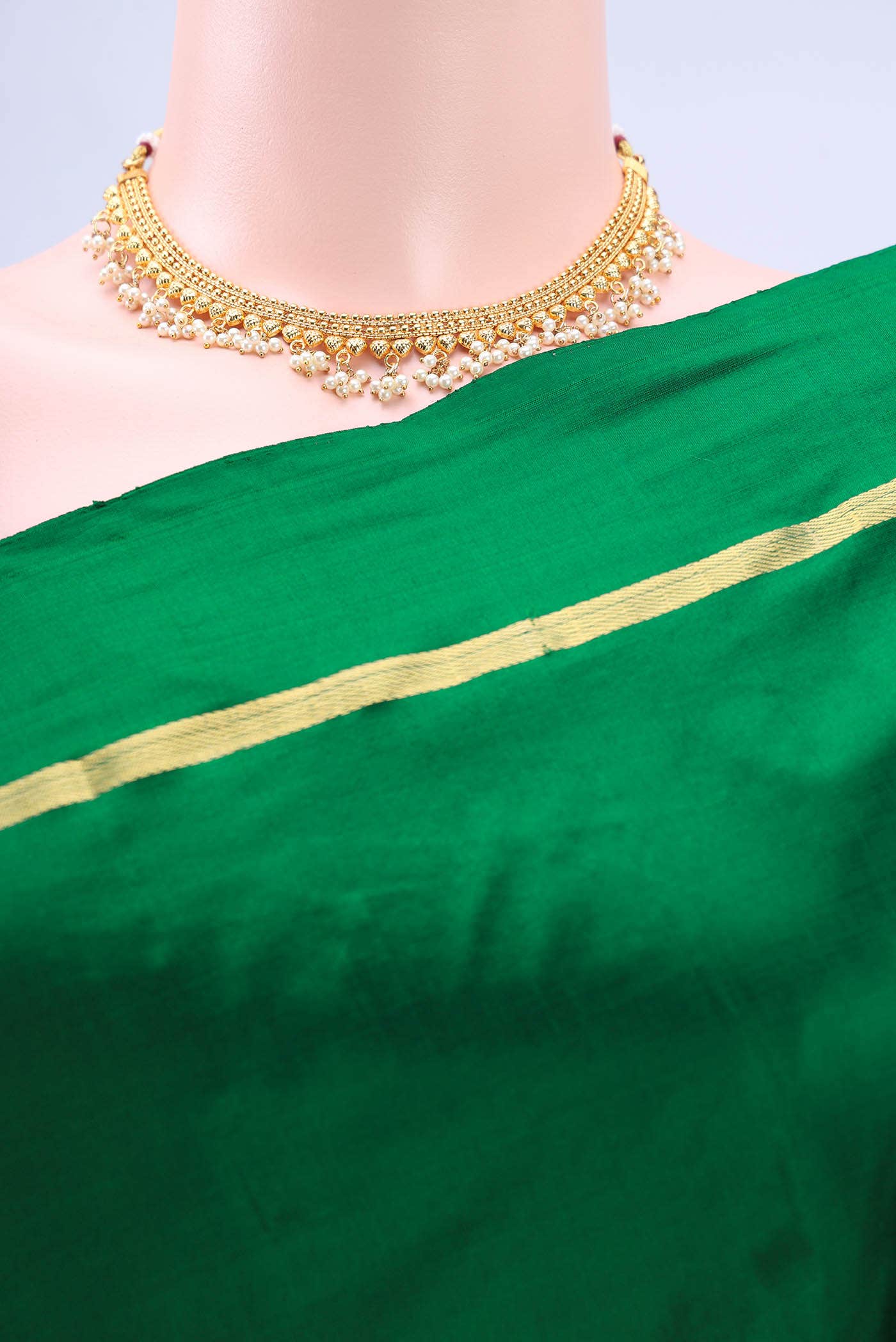 Bottle Green Kanchipuram Silk Saree