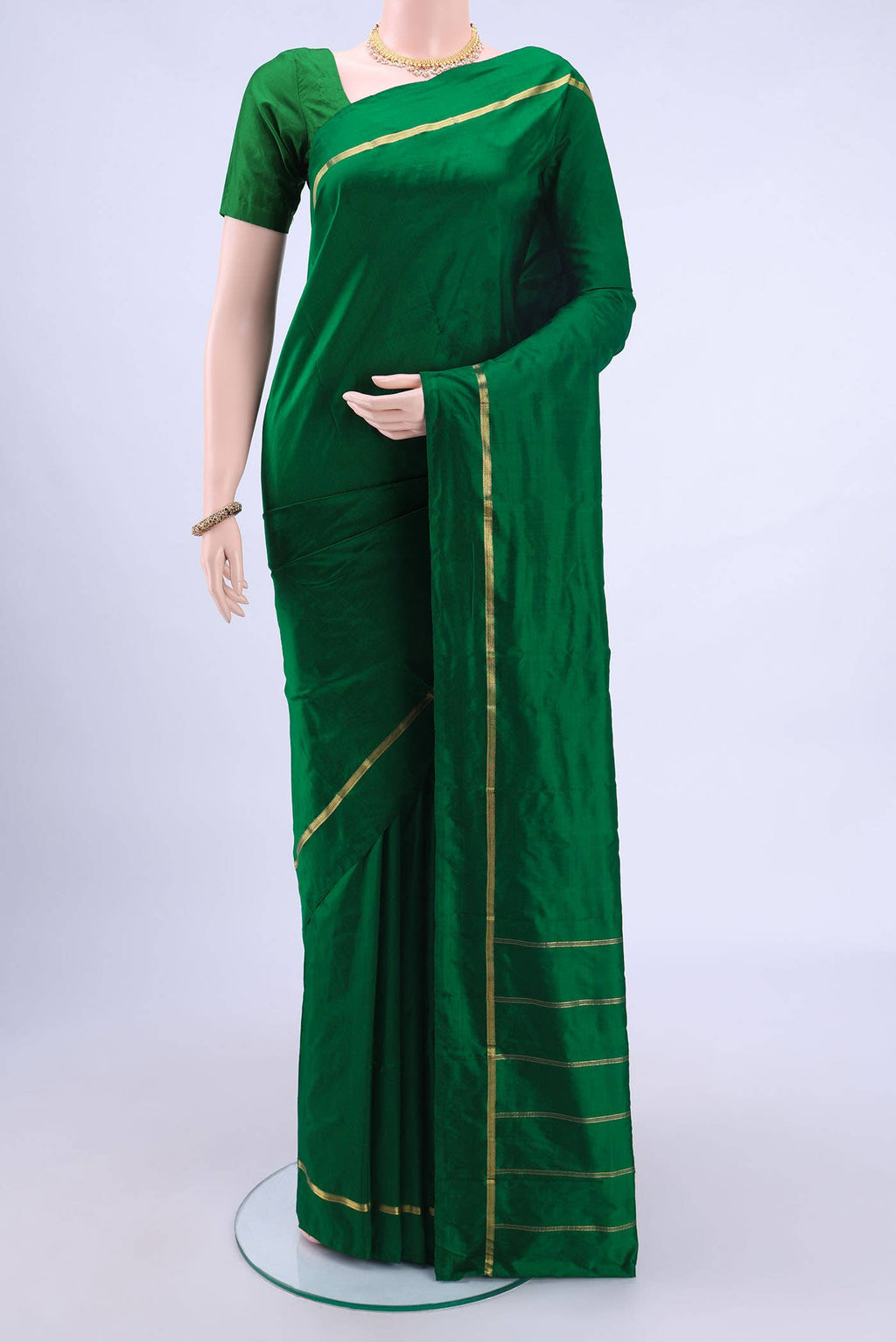 Bottle Green Kanchipuram Silk Saree