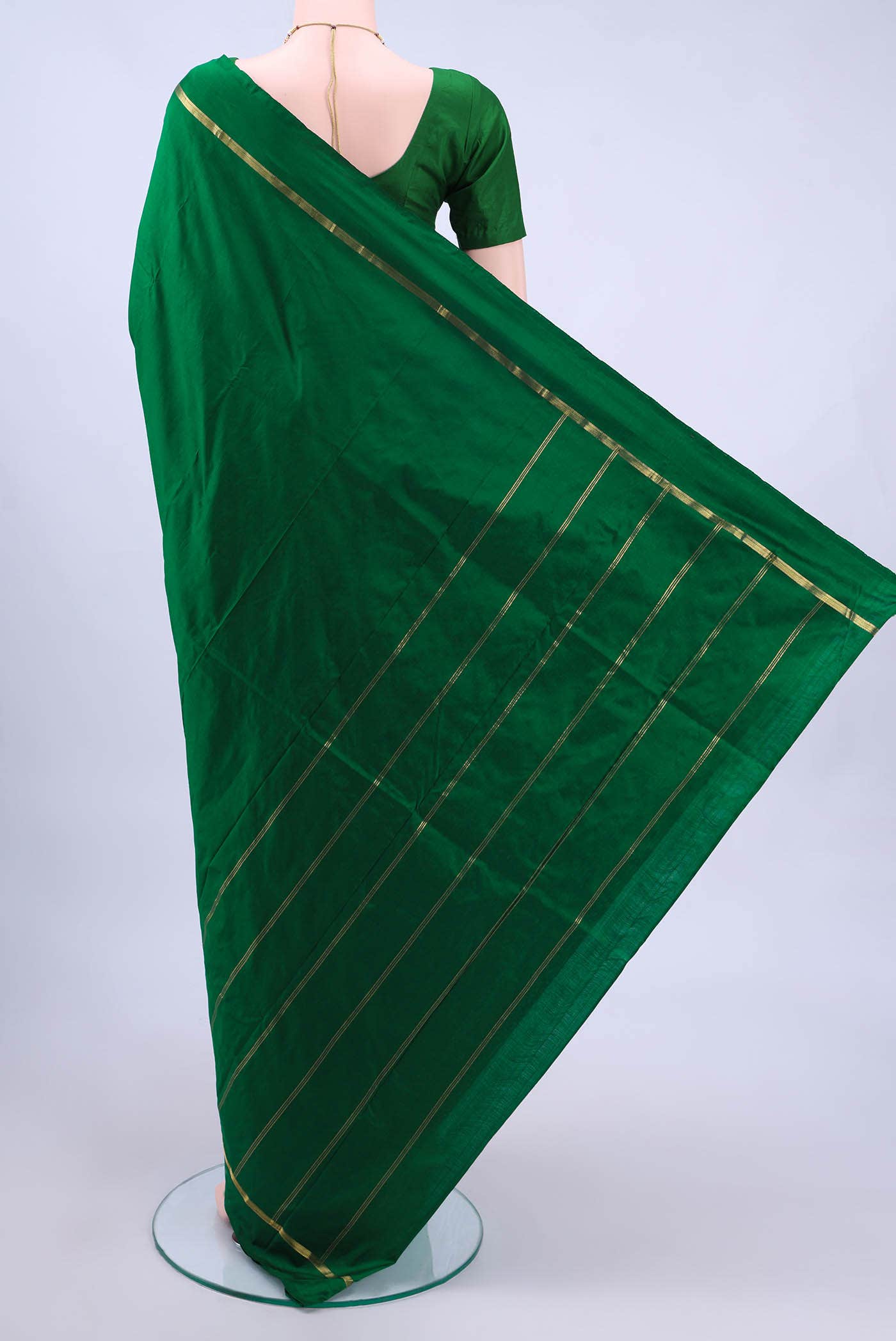 Bottle Green Kanchipuram Silk Saree