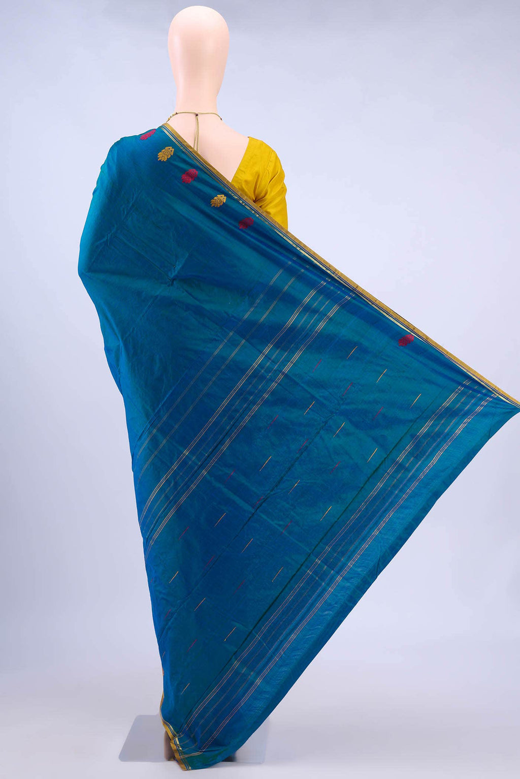 Peacock Blue Dual Tone Kanchipuram Silk Saree