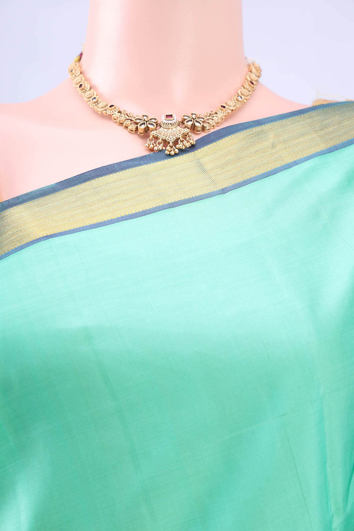 Mint Green Dual Tone Kanchipuram Silk Saree