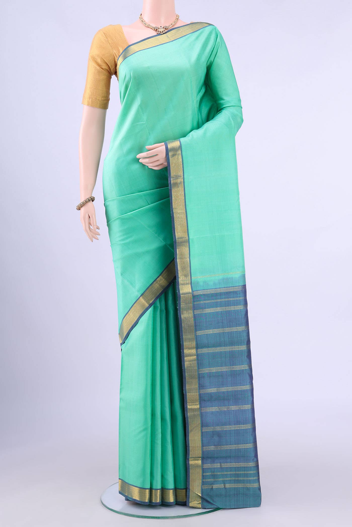 Mint Green Dual Tone Kanchipuram Silk Saree
