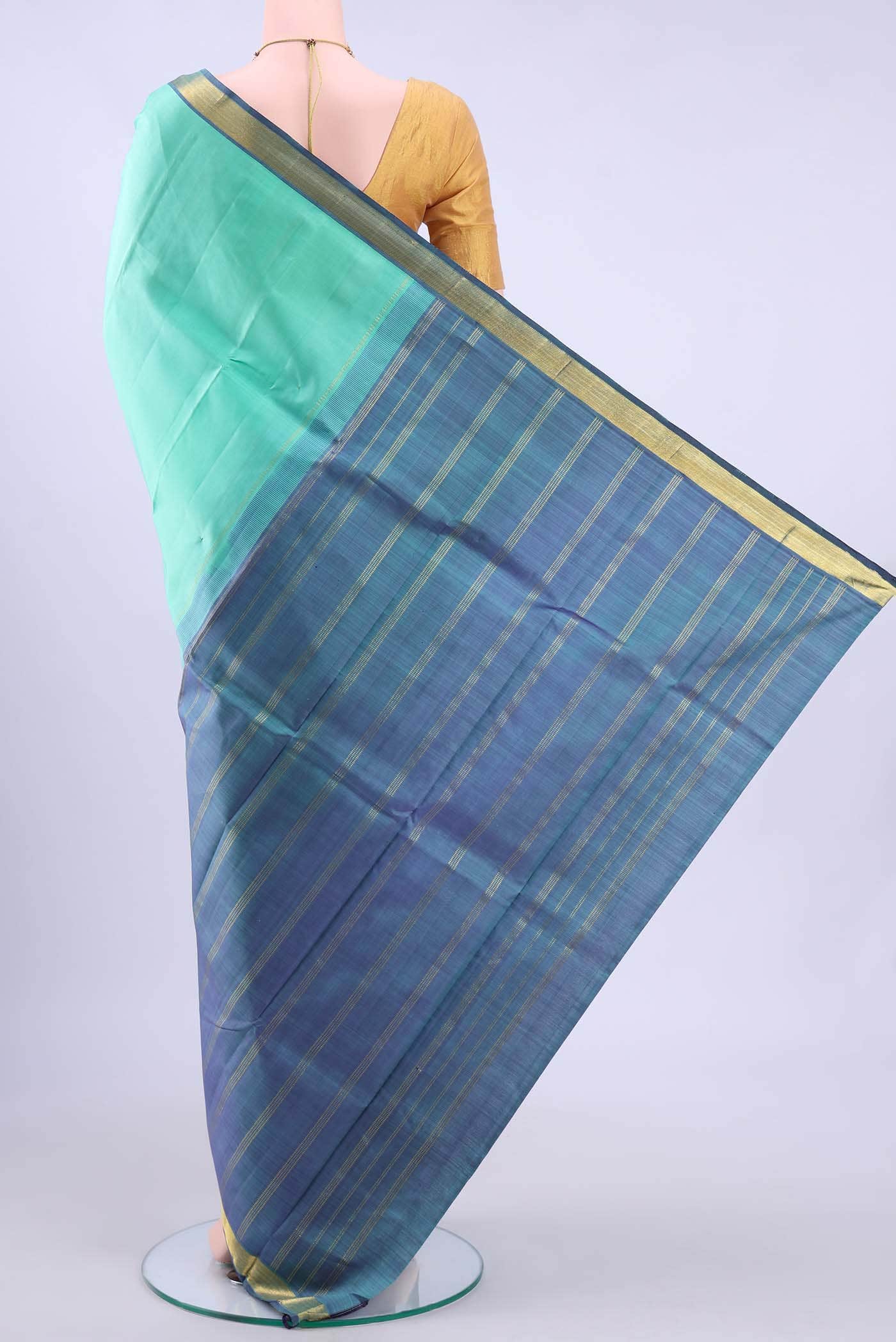 Mint Green Dual Tone Kanchipuram Silk Saree