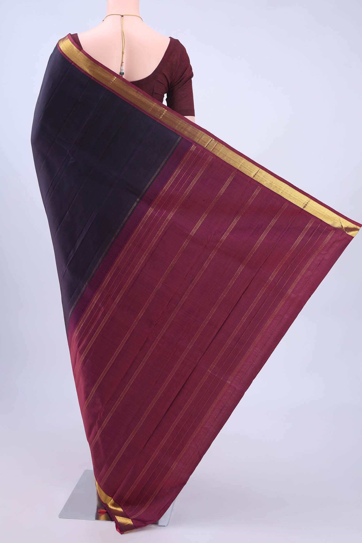 Burgundy Dual Tone Kanchipuram Silk Saree
