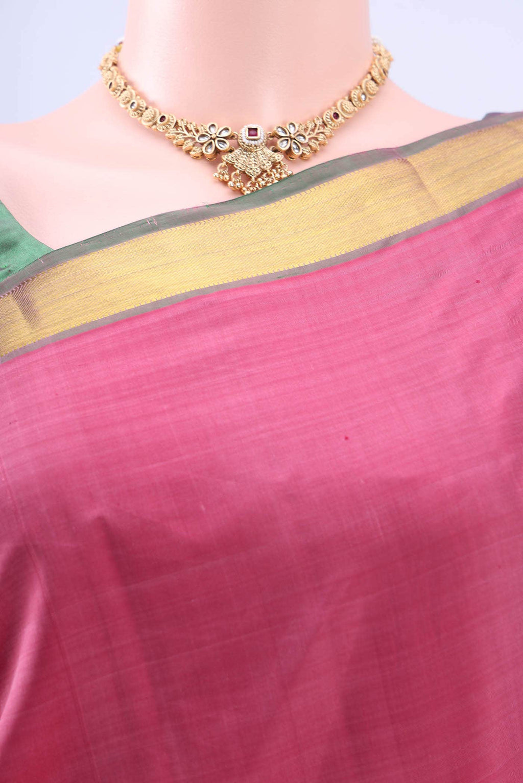 Rose pink Dual Tone Kanchipuram Silk Saree