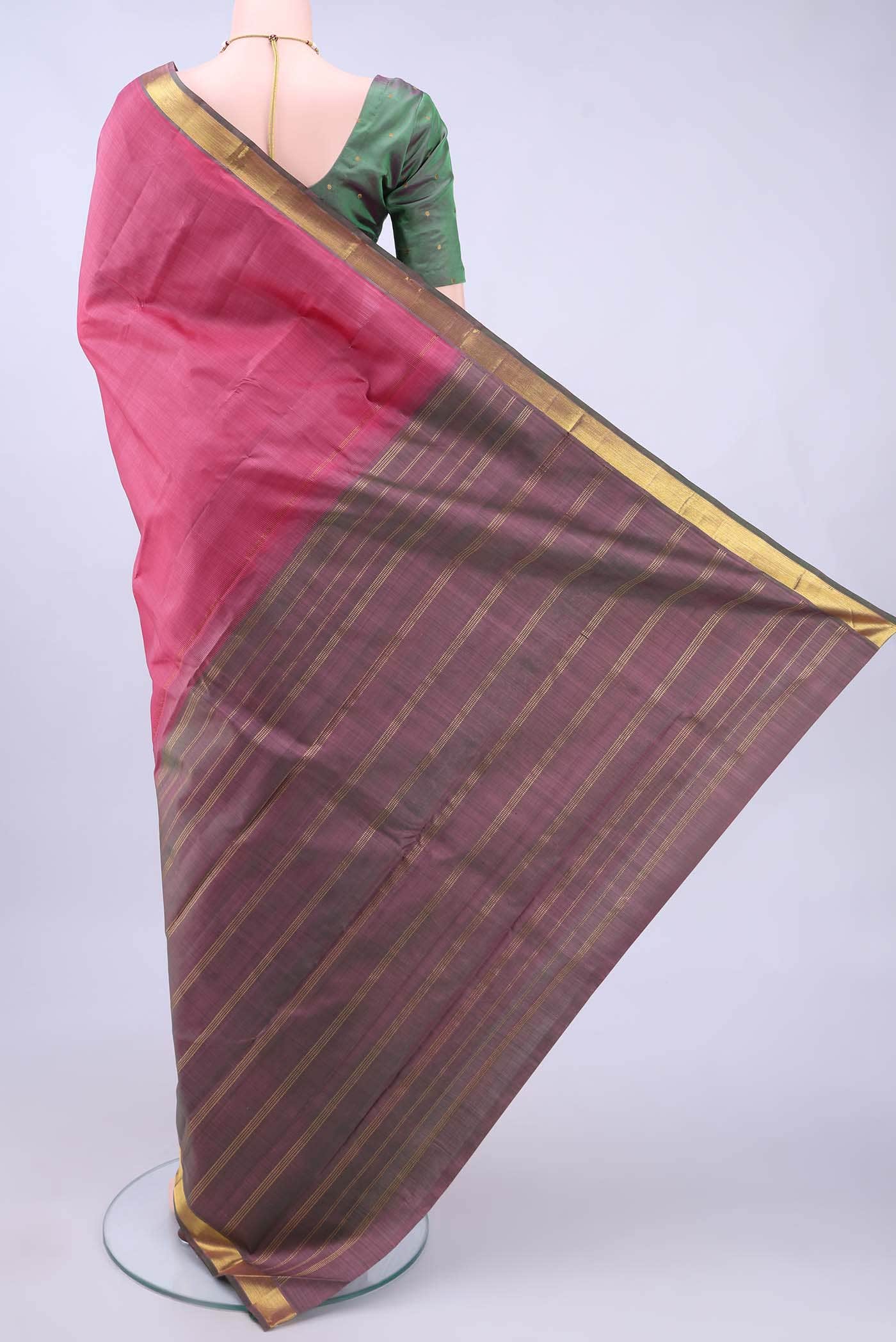 Rose pink Dual Tone Kanchipuram Silk Saree