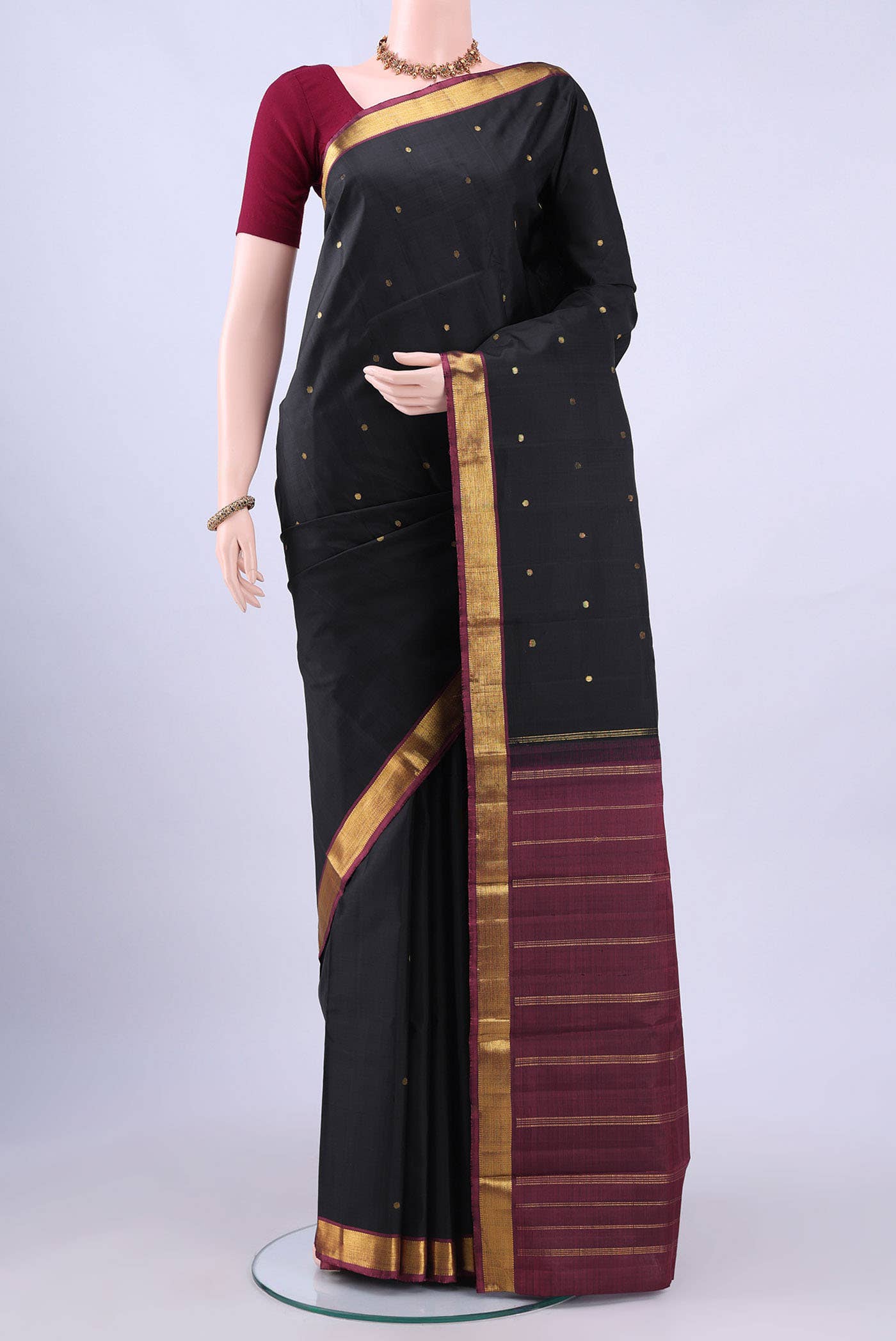 Black Kanchipuram Silk Saree