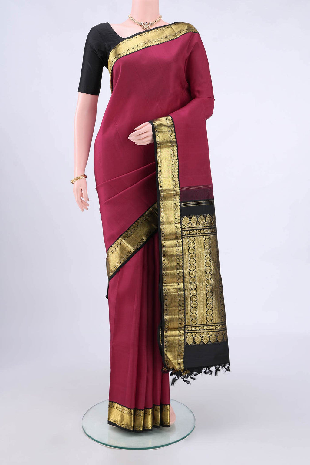 Dark Pink Kanchipuram Silk Saree