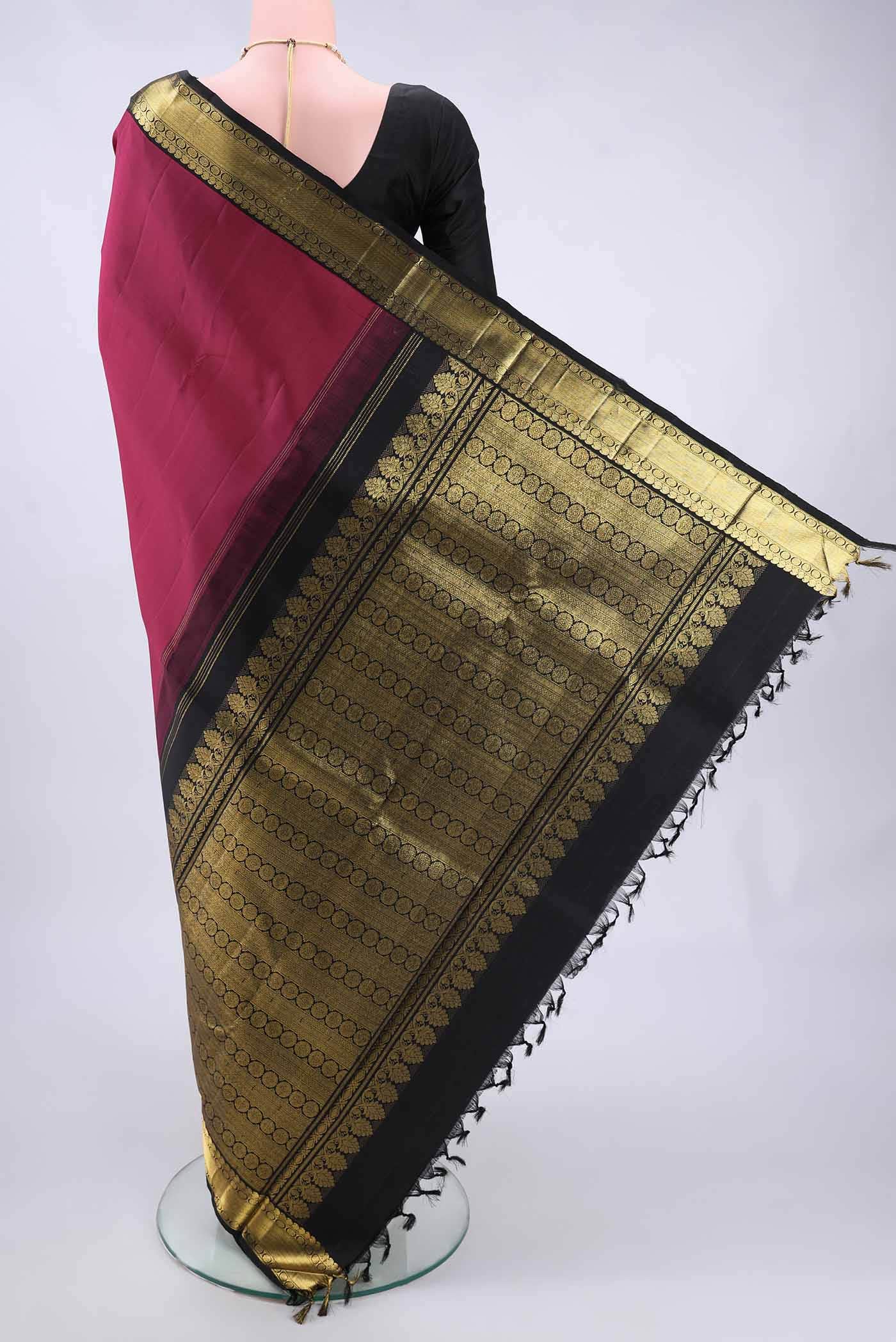 Dark Pink Kanchipuram Silk Saree
