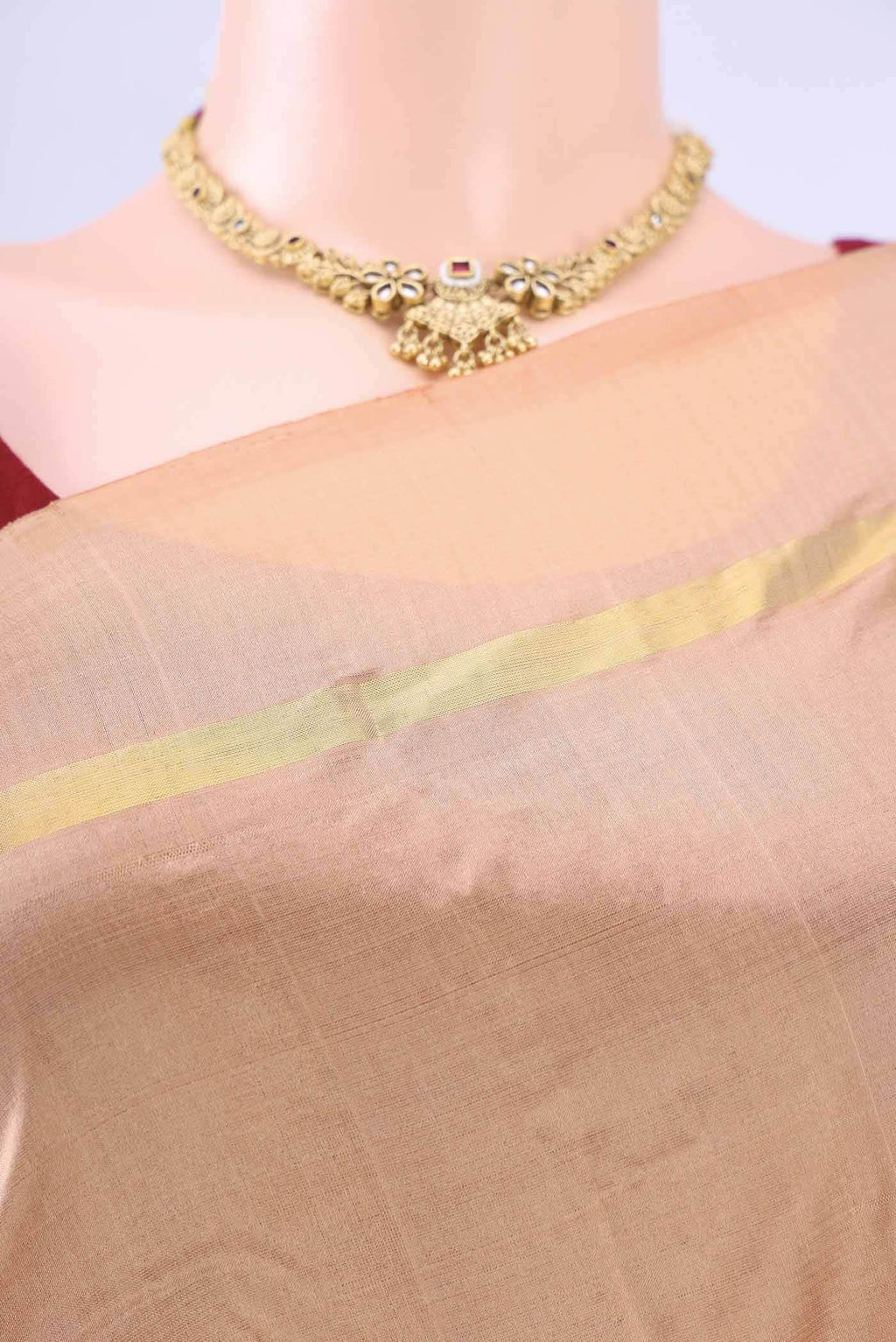 Peach Kanchipuram Silk Saree
