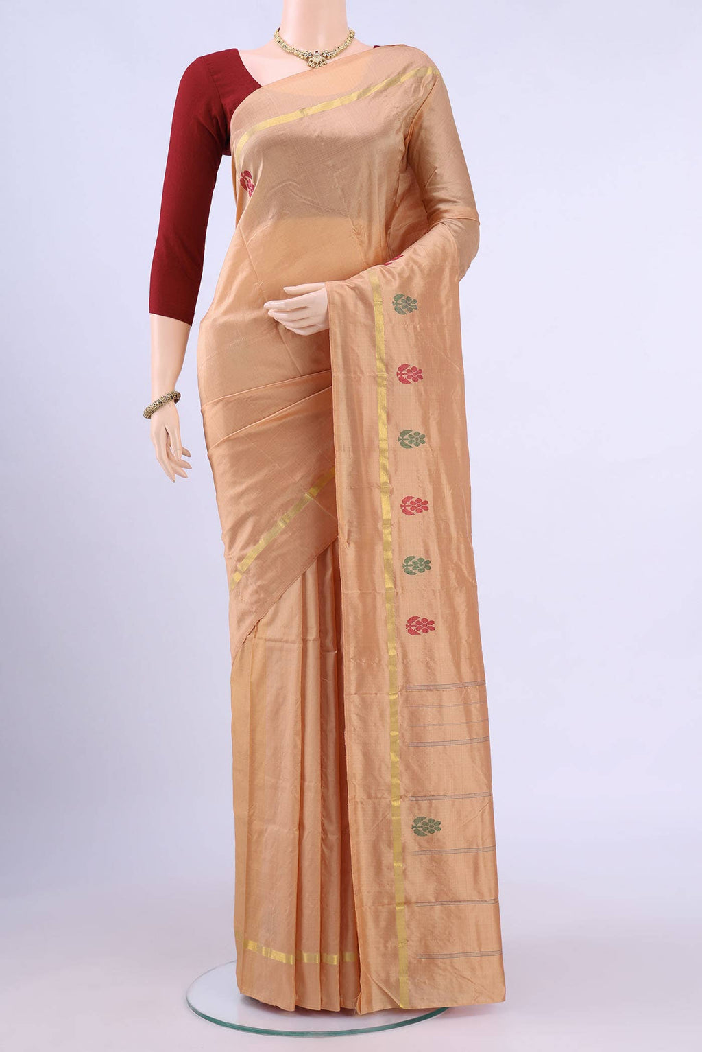 Peach Kanchipuram Silk Saree