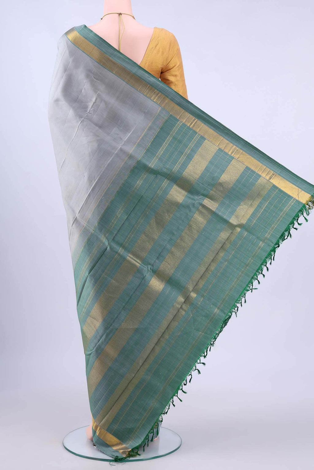 Grey Dual Tone Kanchipuram Silk Saree