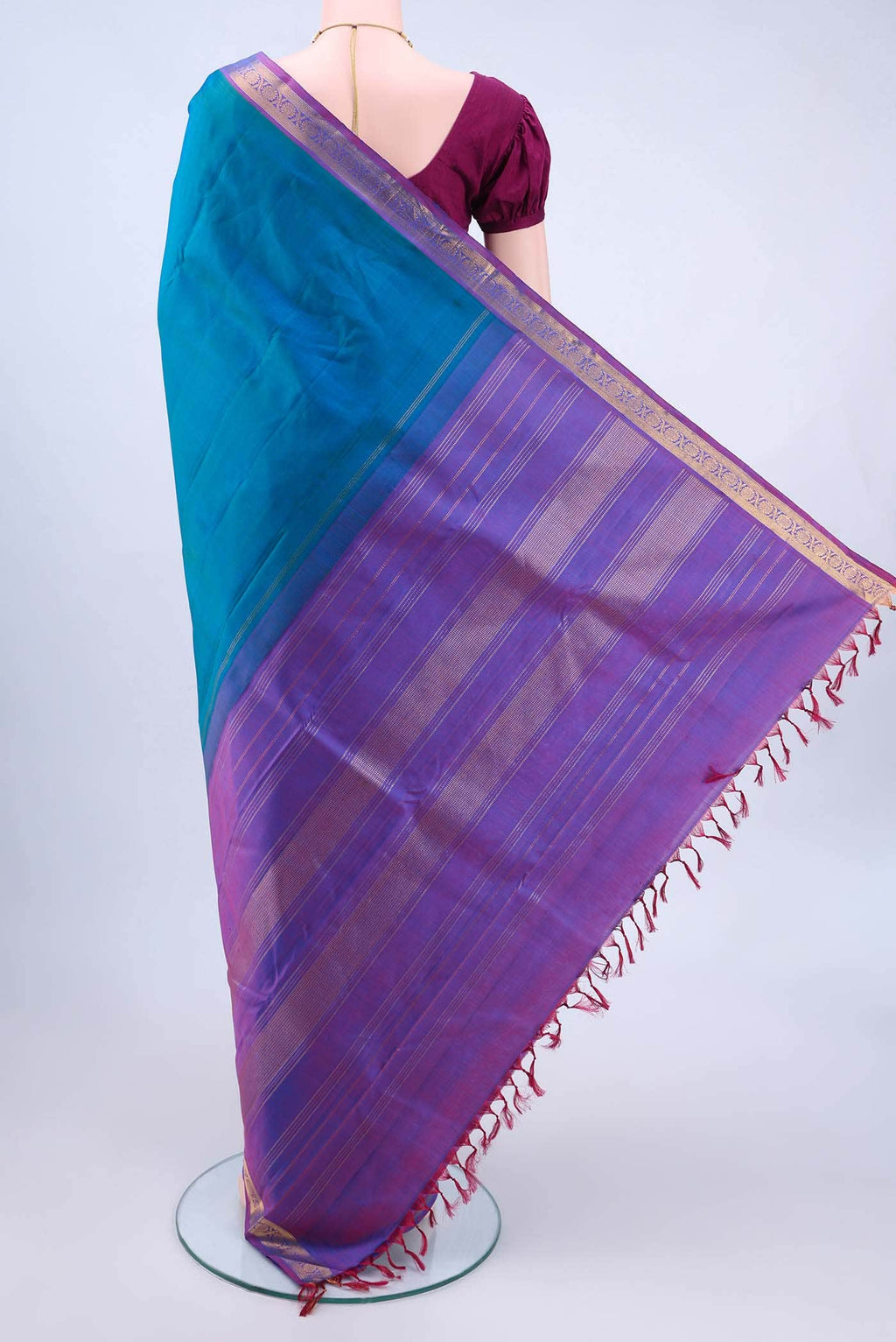 Peacock Blue Kanchipuram Silk Saree