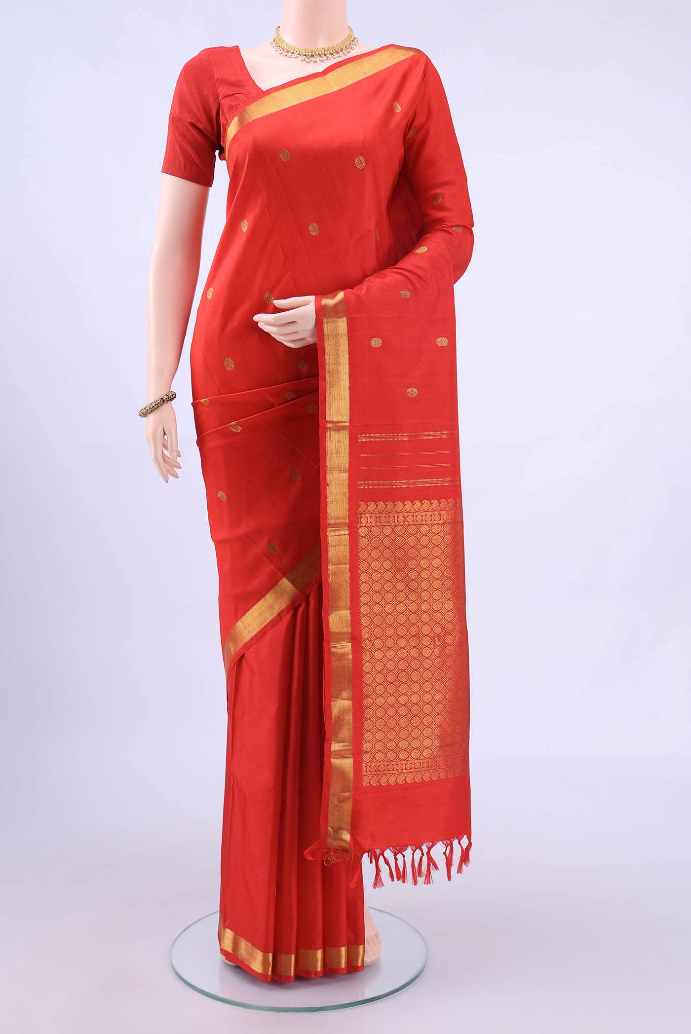 Red Dual Tone Kanchipuram Silk Saree