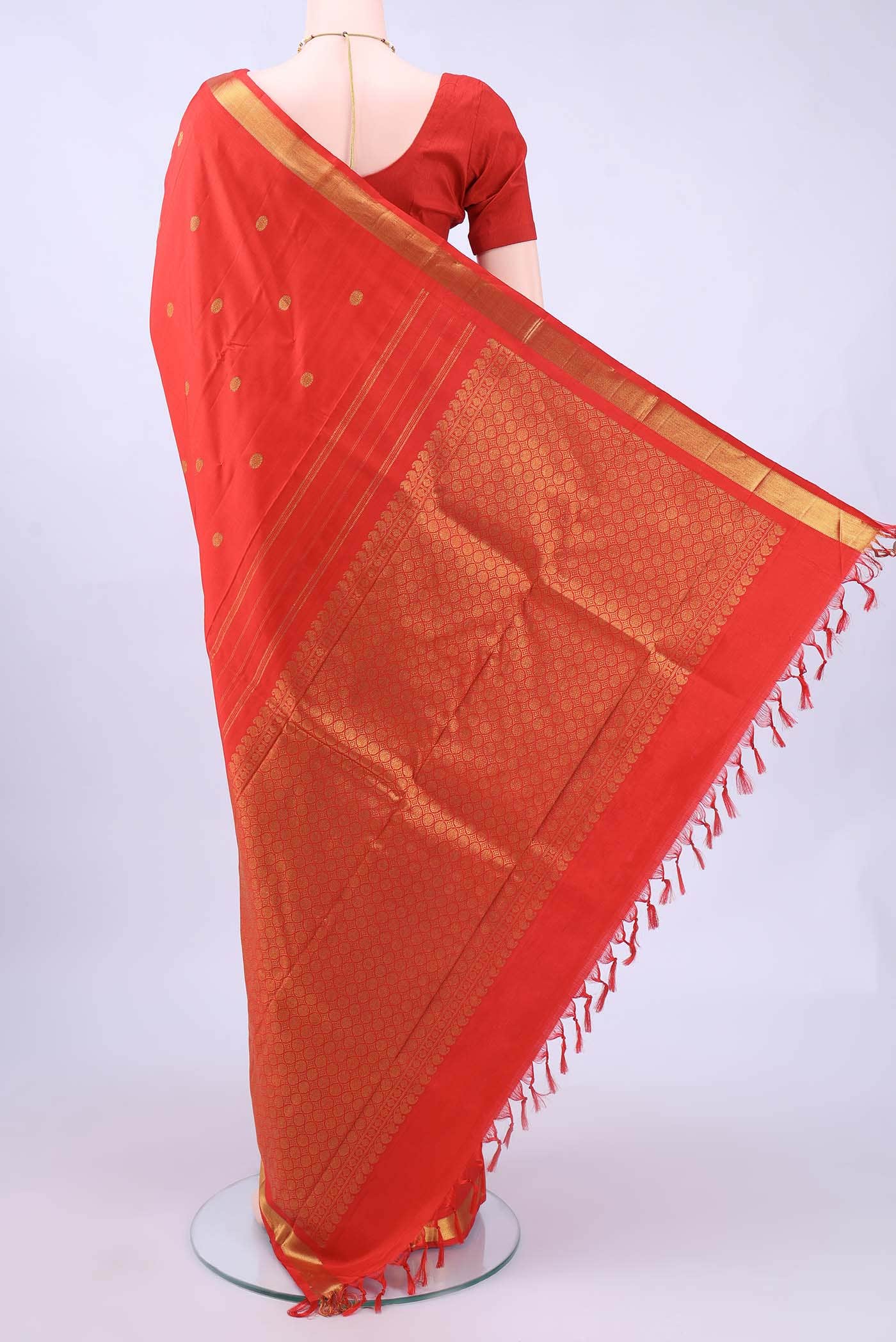 Red Dual Tone Kanchipuram Silk Saree