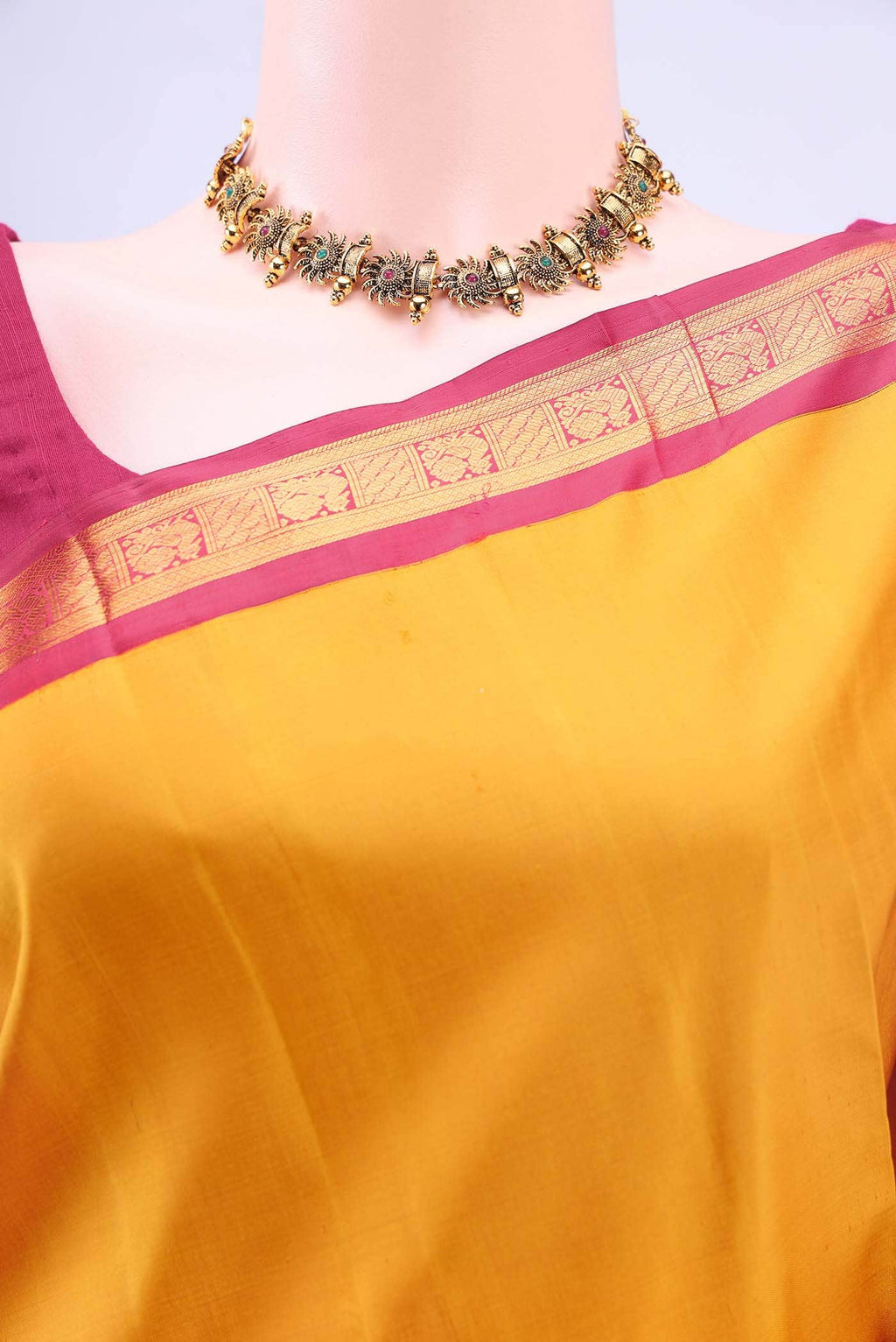 Mustard Kanchipuram Silk Saree