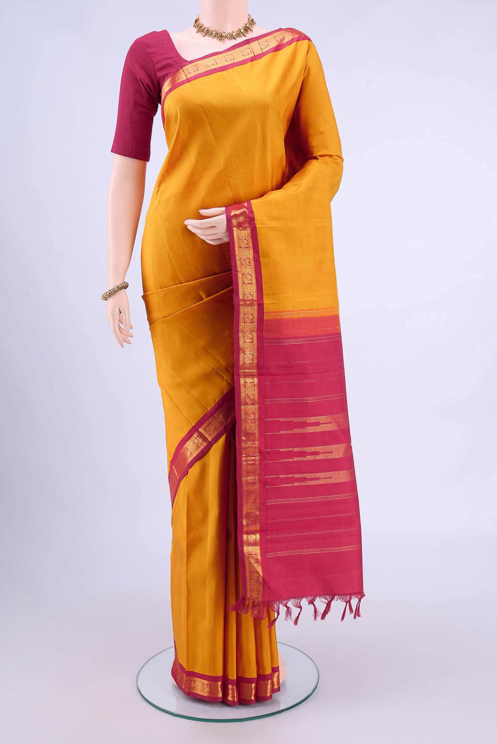 Mustard Kanchipuram Silk Saree