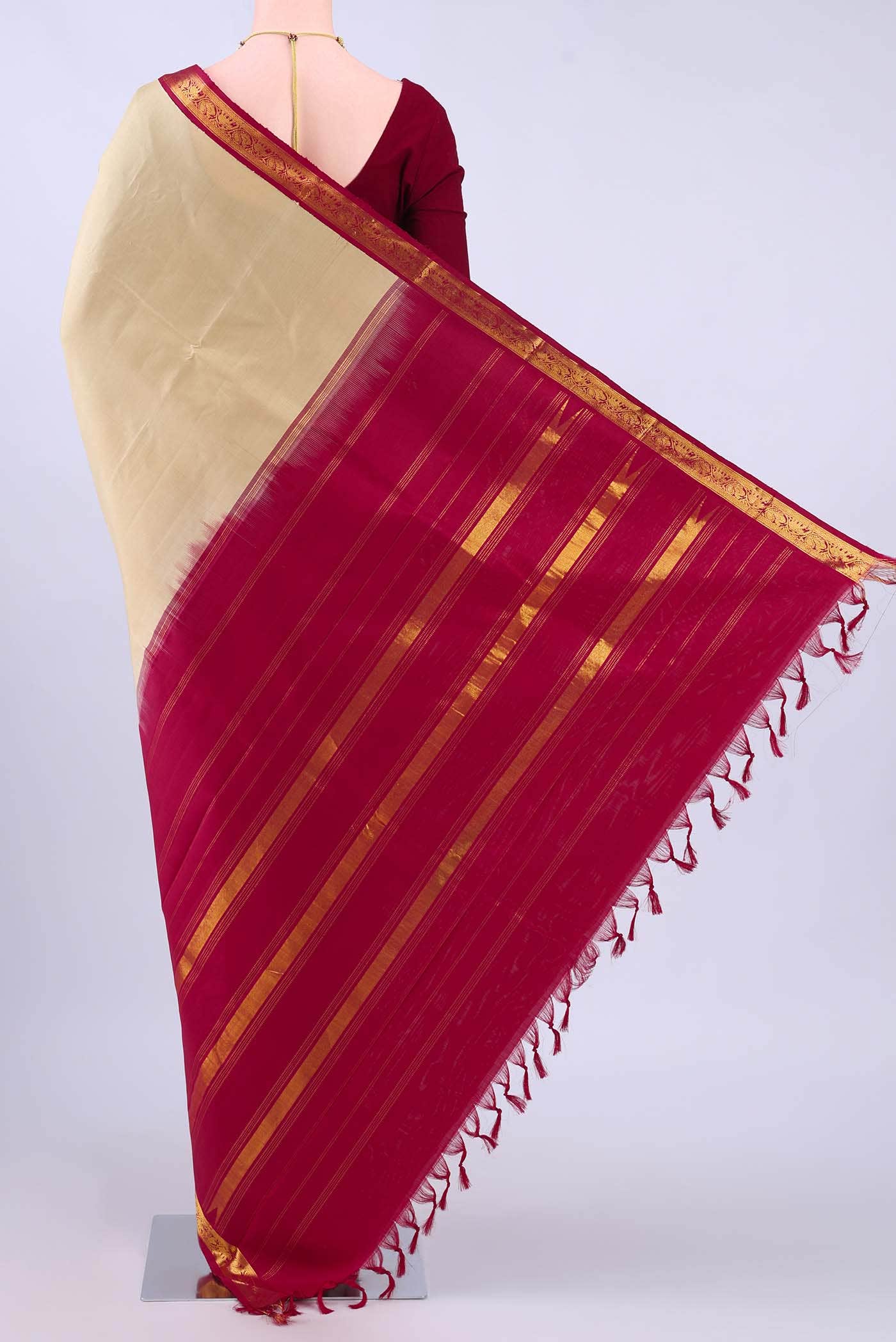 Beige Kanchipuram Silk Saree