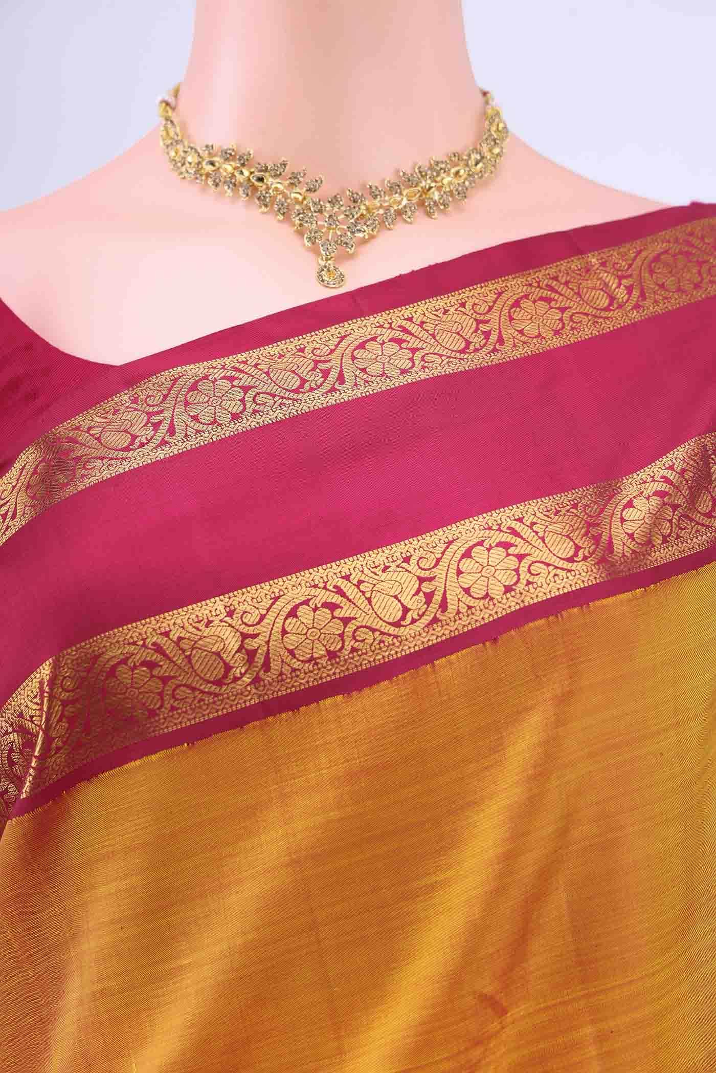 Pure Silk Pure Zari Mustard Kanchipuram Saree