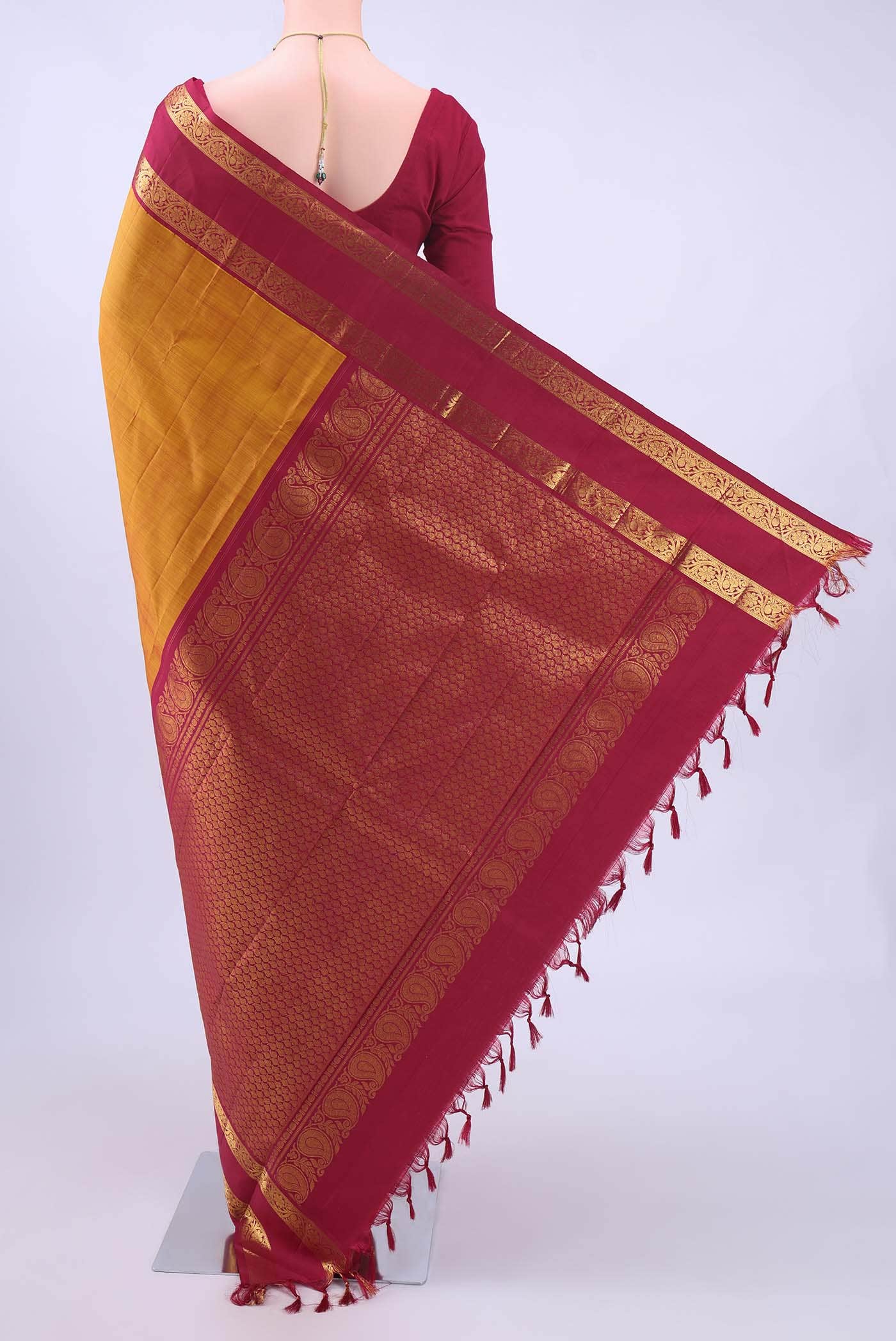 Pure Silk Pure Zari Mustard Kanchipuram Saree