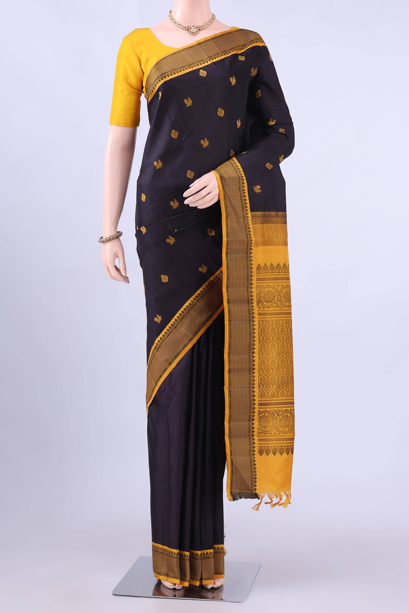 Black Kanchipuram Silk Saree