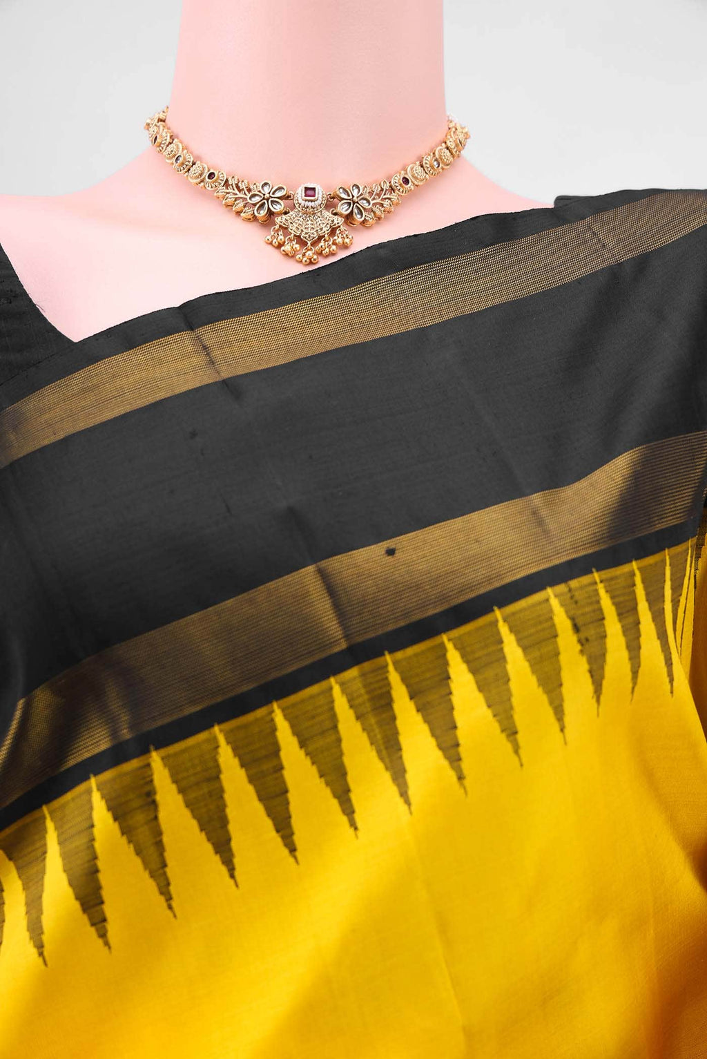 Lemon Yellow Kanchipuram Silk Saree