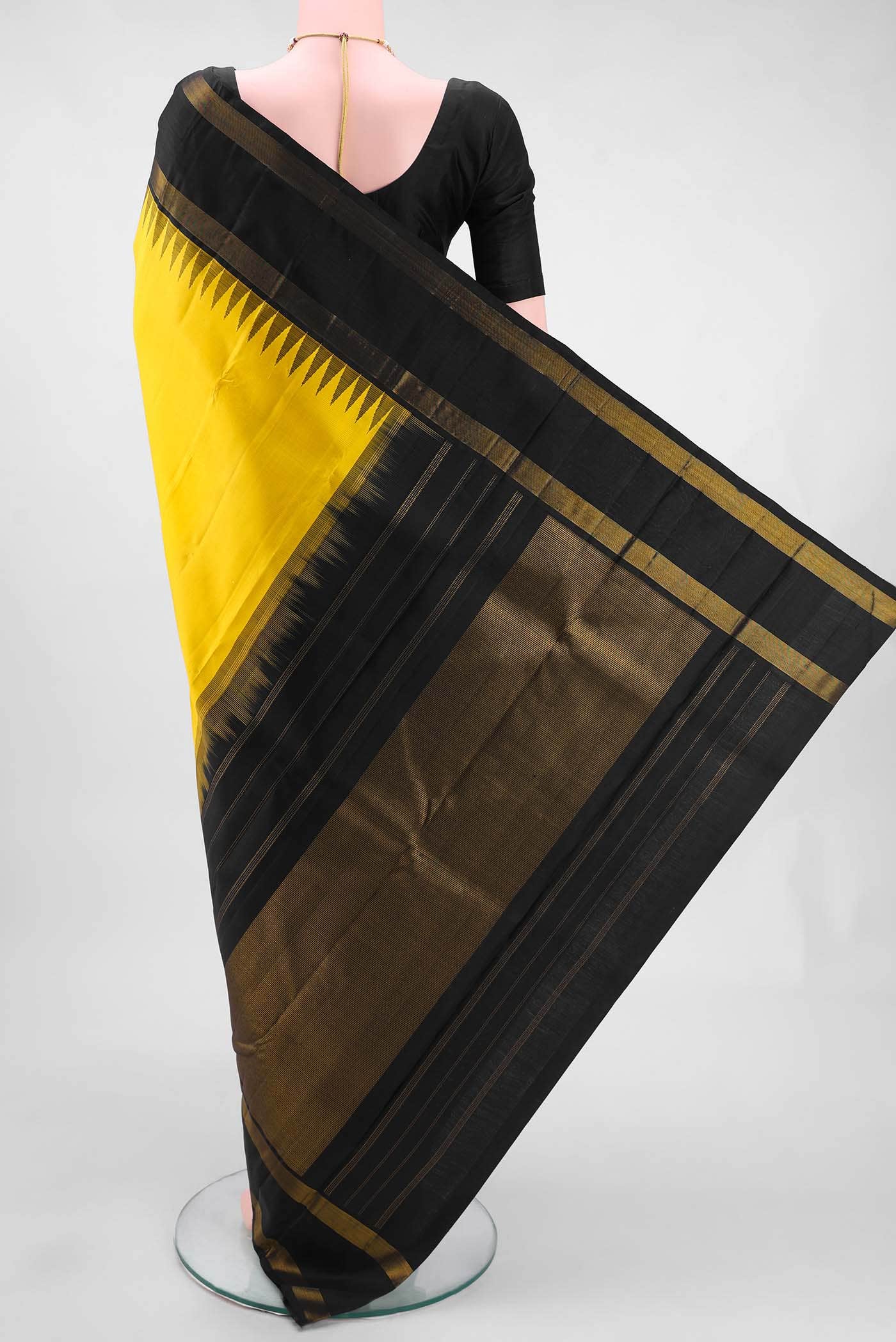 Lemon Yellow Kanchipuram Silk Saree