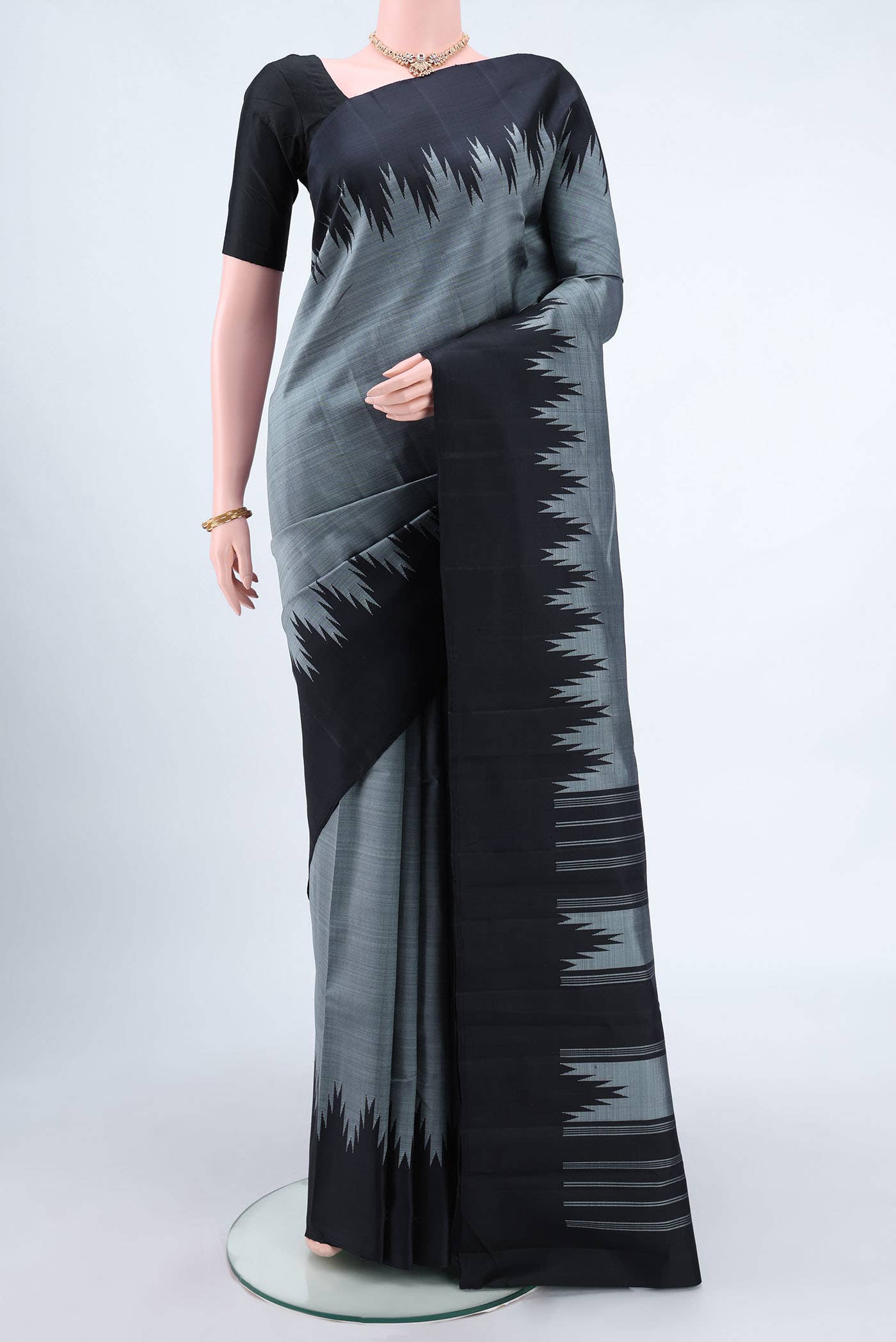 Grey Kanchipuram Silk Saree
