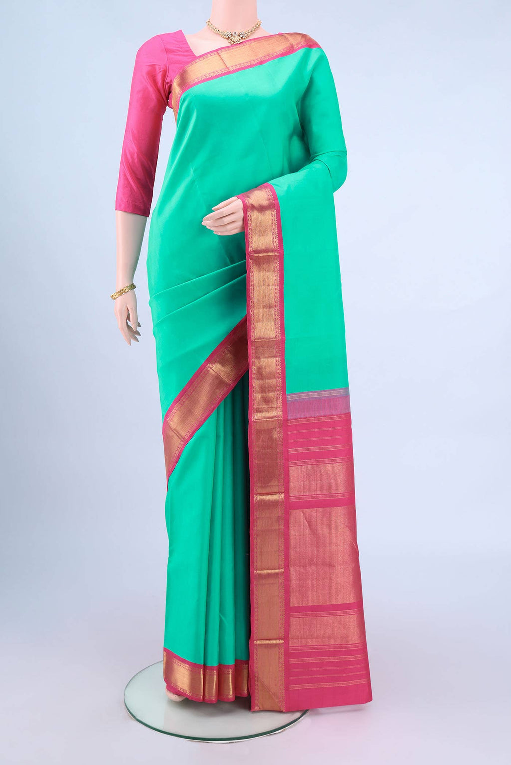 Turquoise Kanchipuram Silk Saree