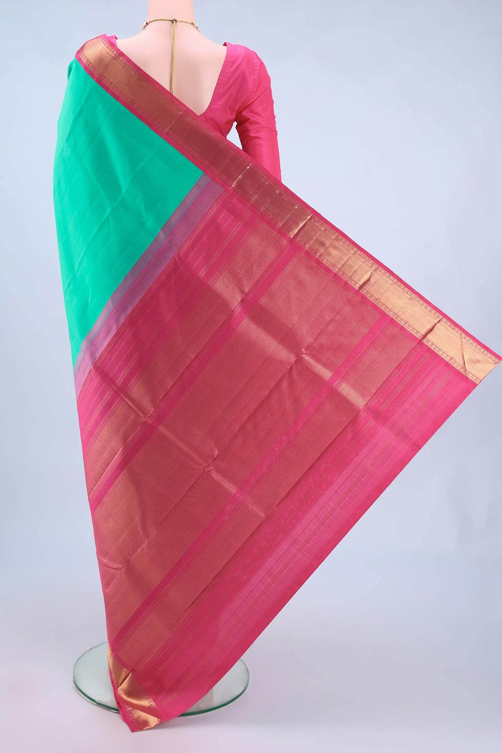 Turquoise Kanchipuram Silk Saree