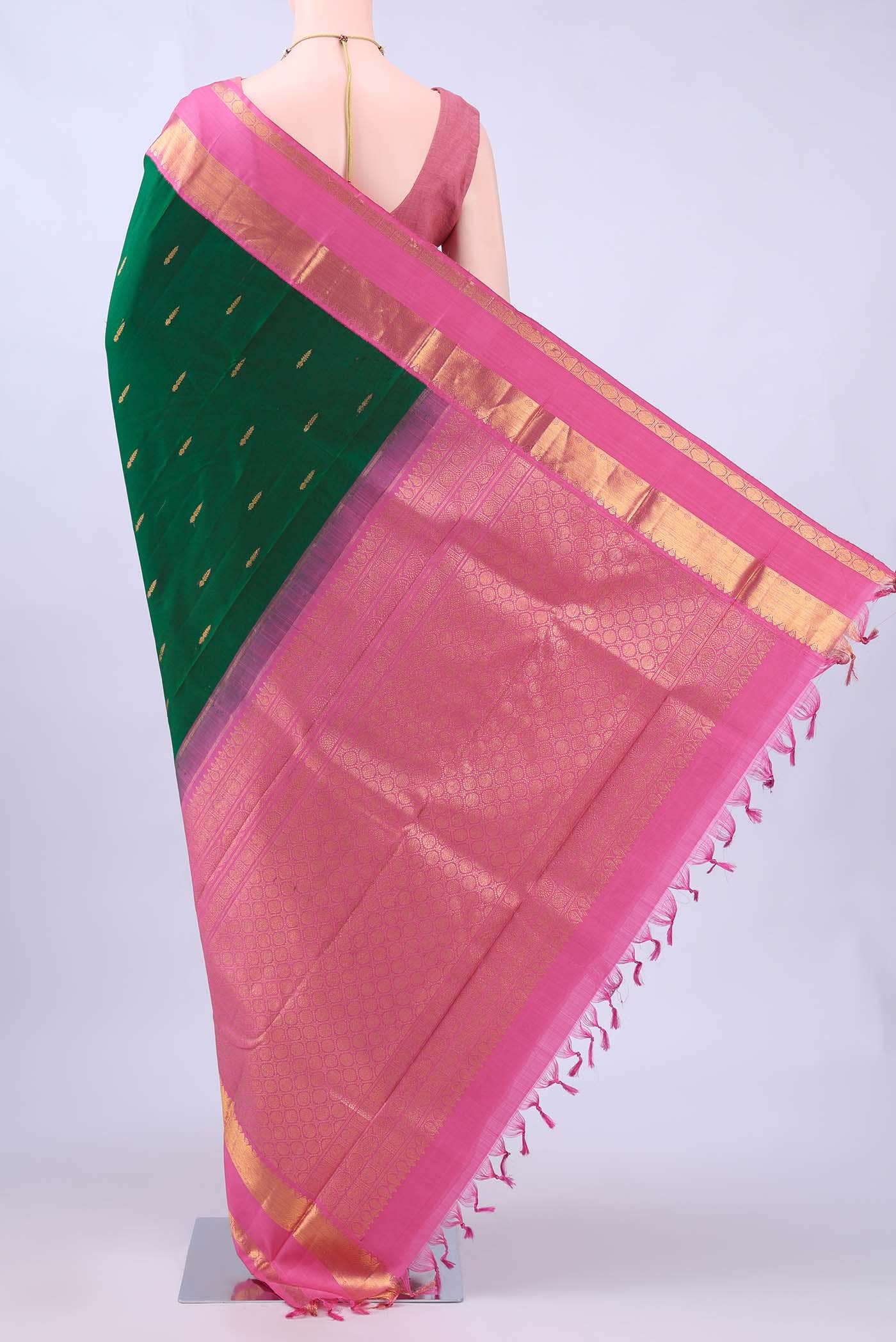 Bottle Green Kanchipuram Silk Saree