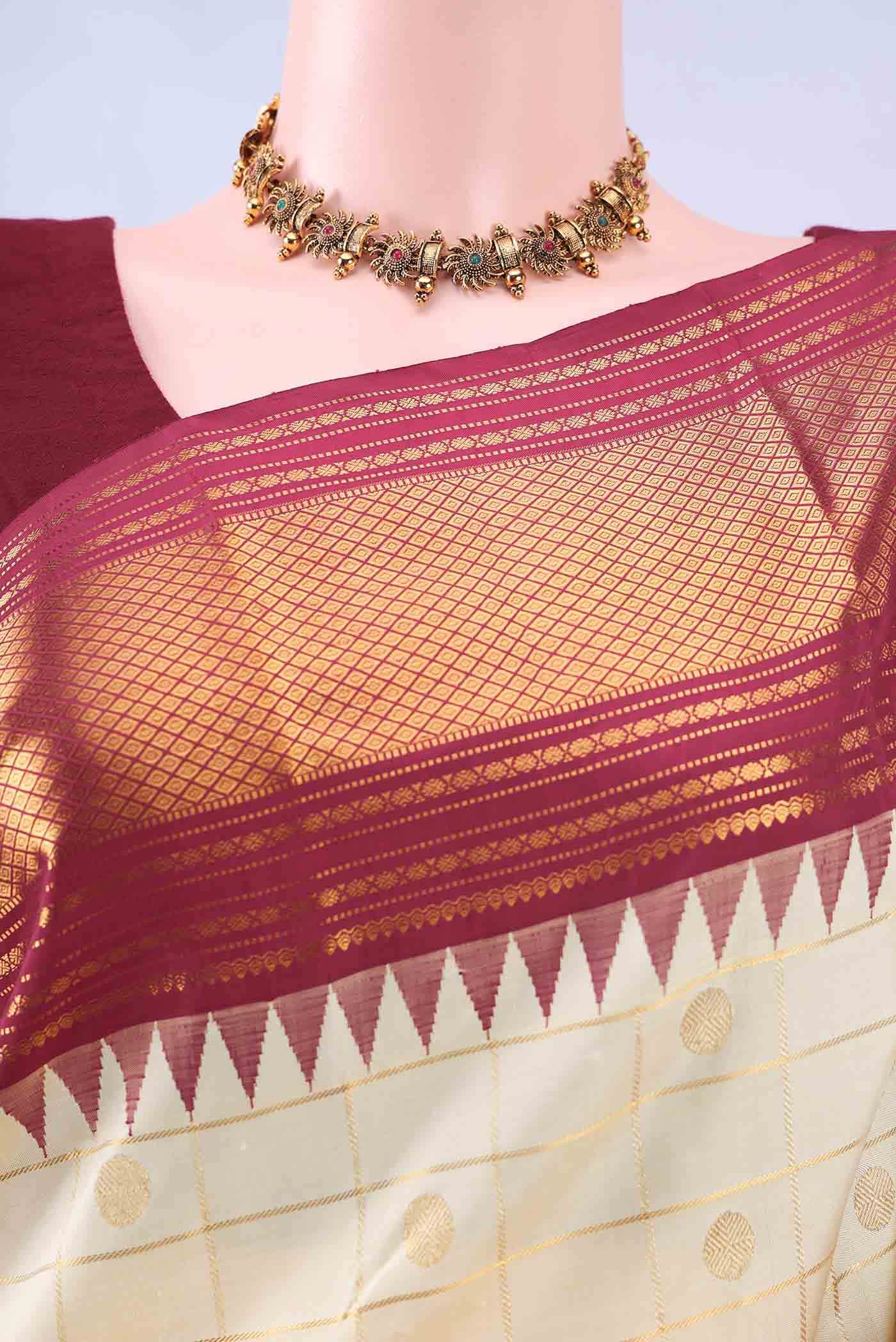Pure Silk Pure Zari no Dual Tone Kanchipuram Saree