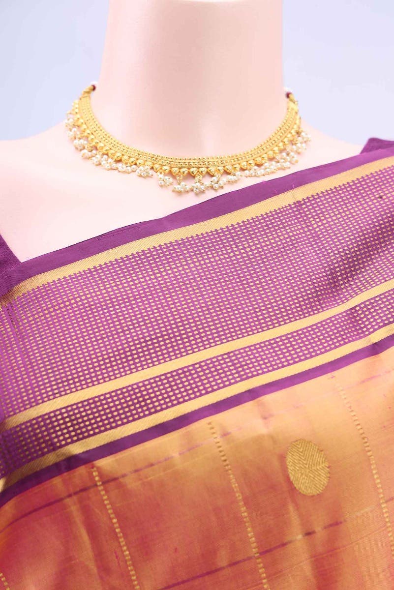 Peach Kanchipuram Silk Saree